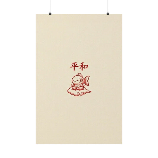 Japanese Peace Goldfish Meditation Matte Vertical Poster