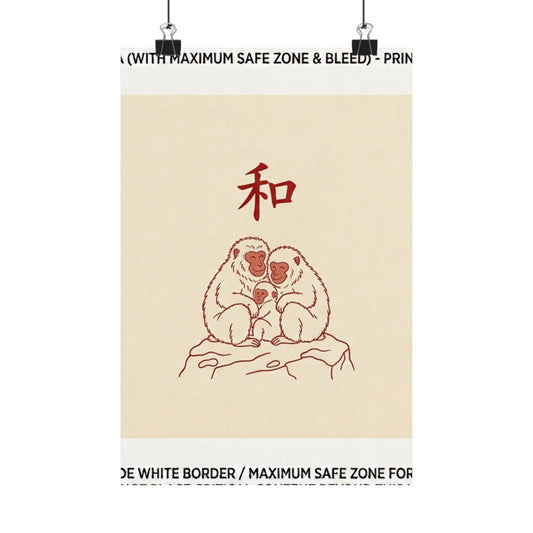 Japanese Peace Macaques Family Meditation Matte Poster