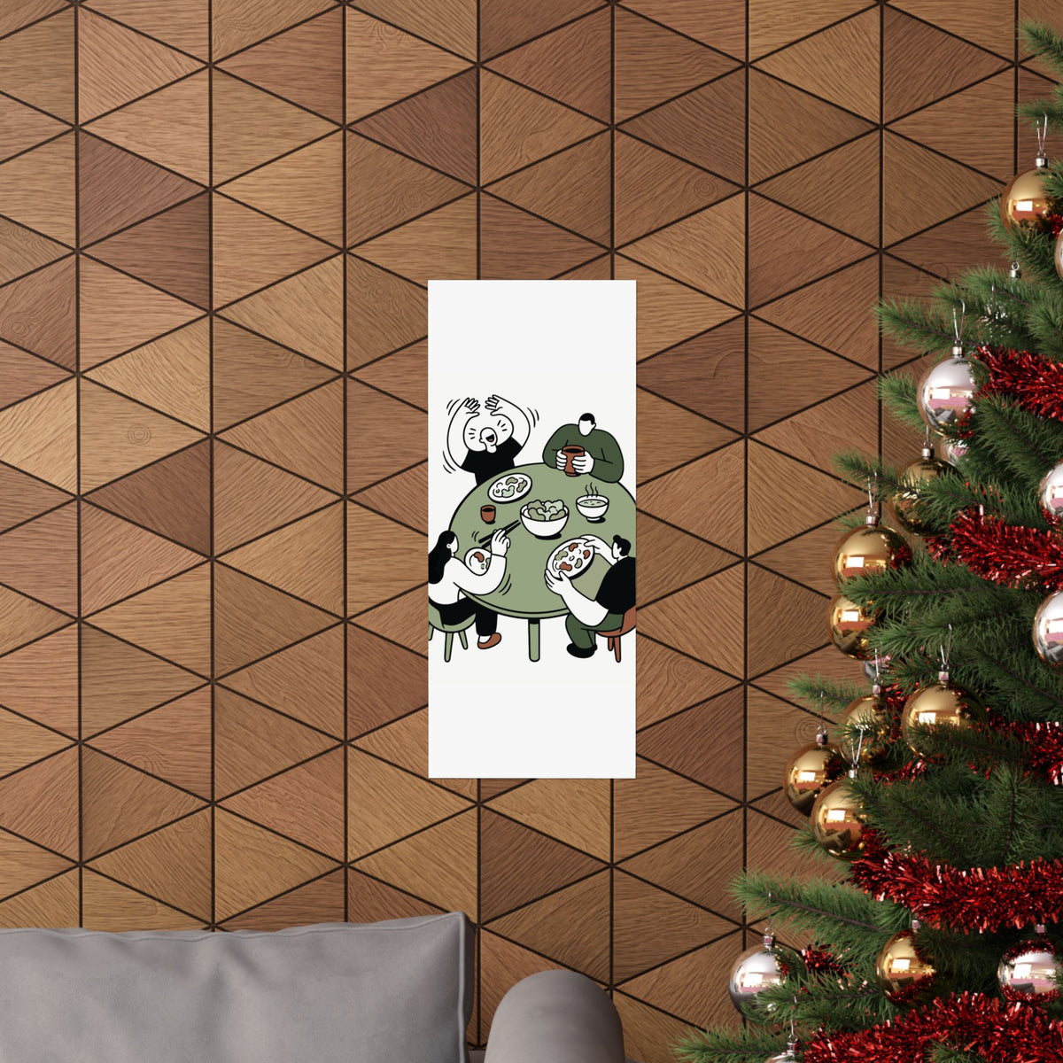 Family Dinner Matte Poster - Minimalist Dining Room Wall Art