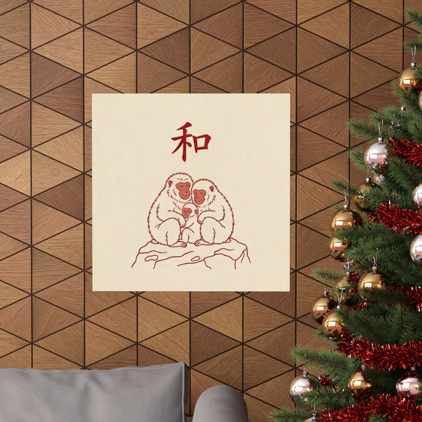Japanese Peace Macaques Family Meditation Matte Poster
