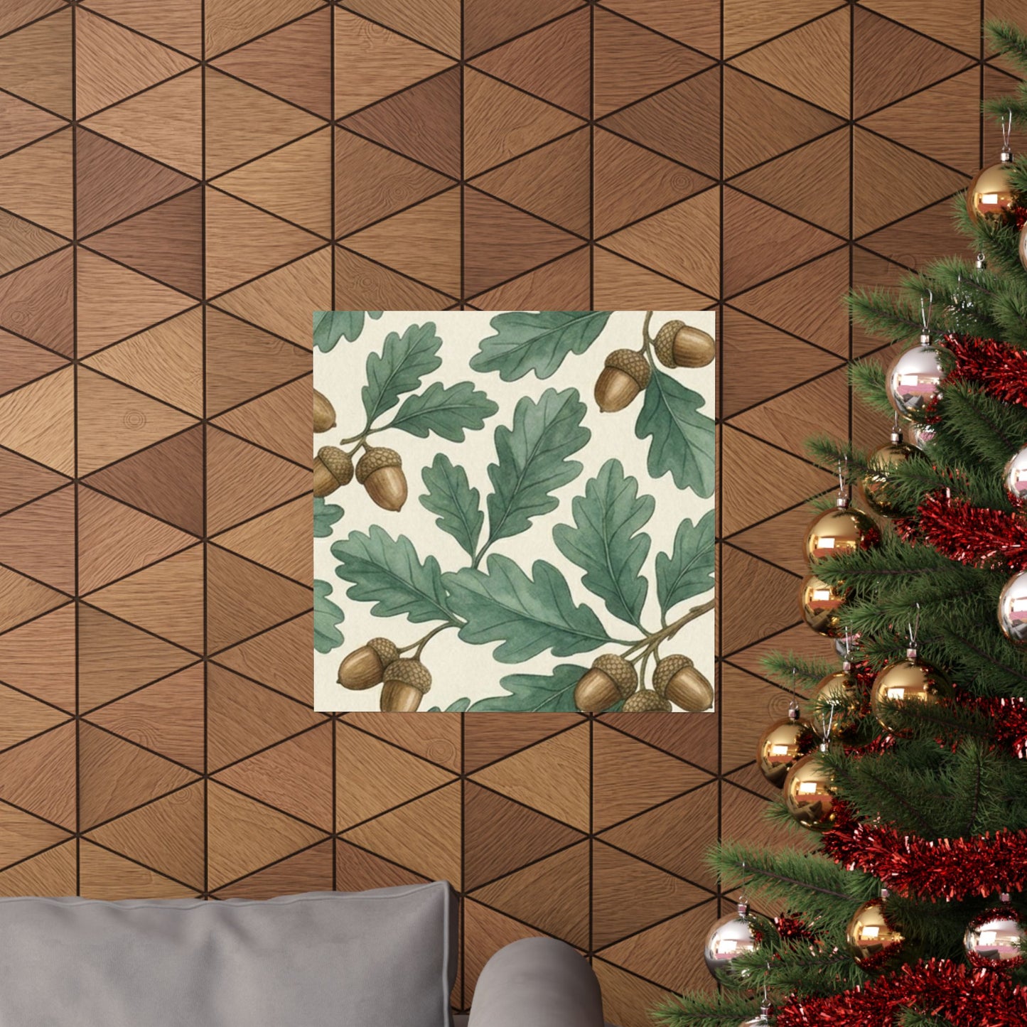 Botanical Oak & Acorns Watercolor Matte Vertical Poster