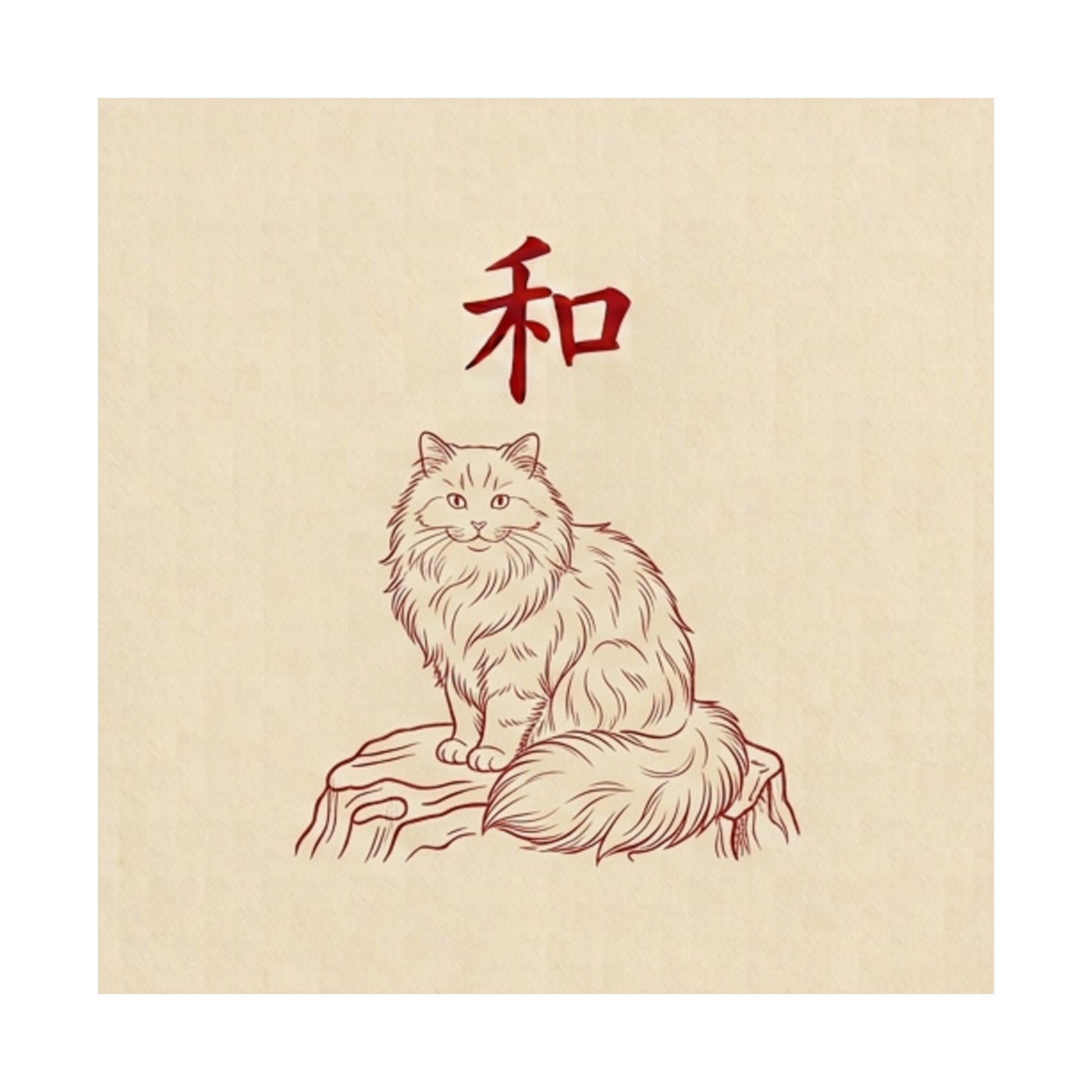 Japanese Peace Cat Meditation Matte Poster