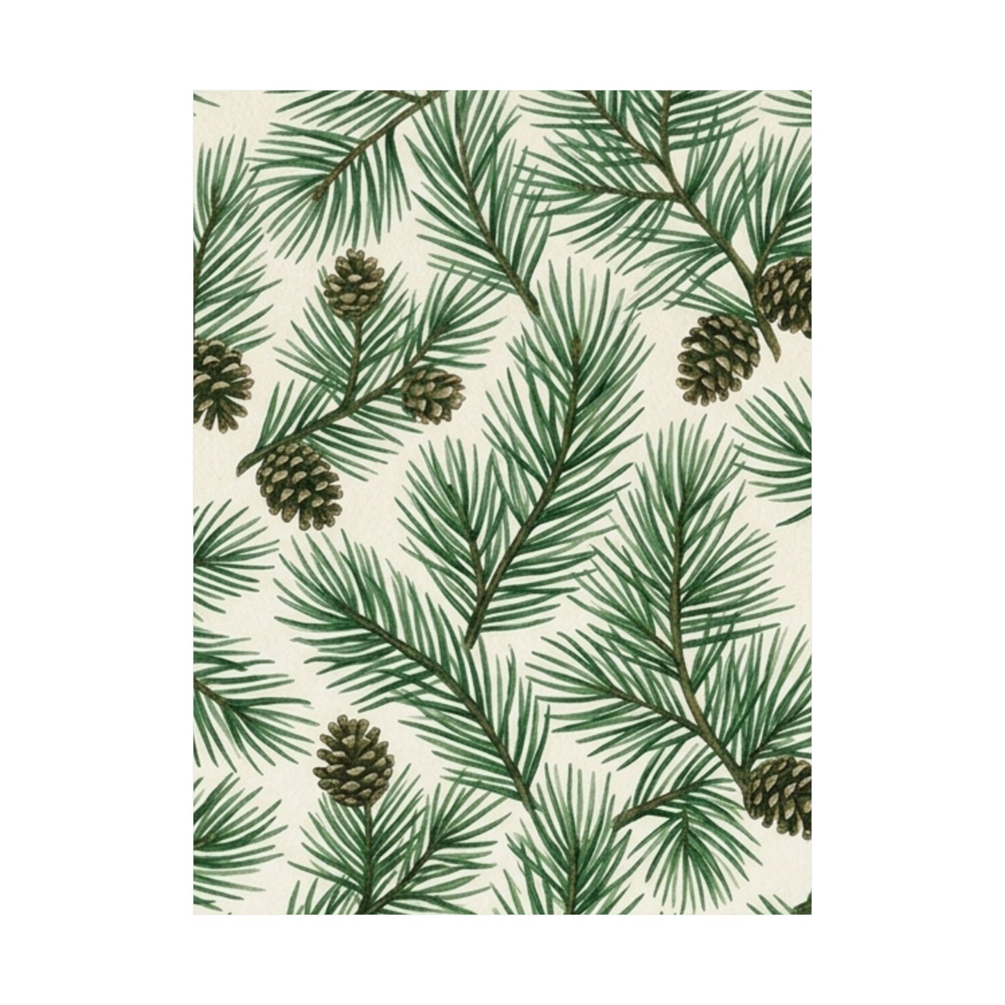 Botanical Pine Frongs Watercolor Matte Vertical Poster