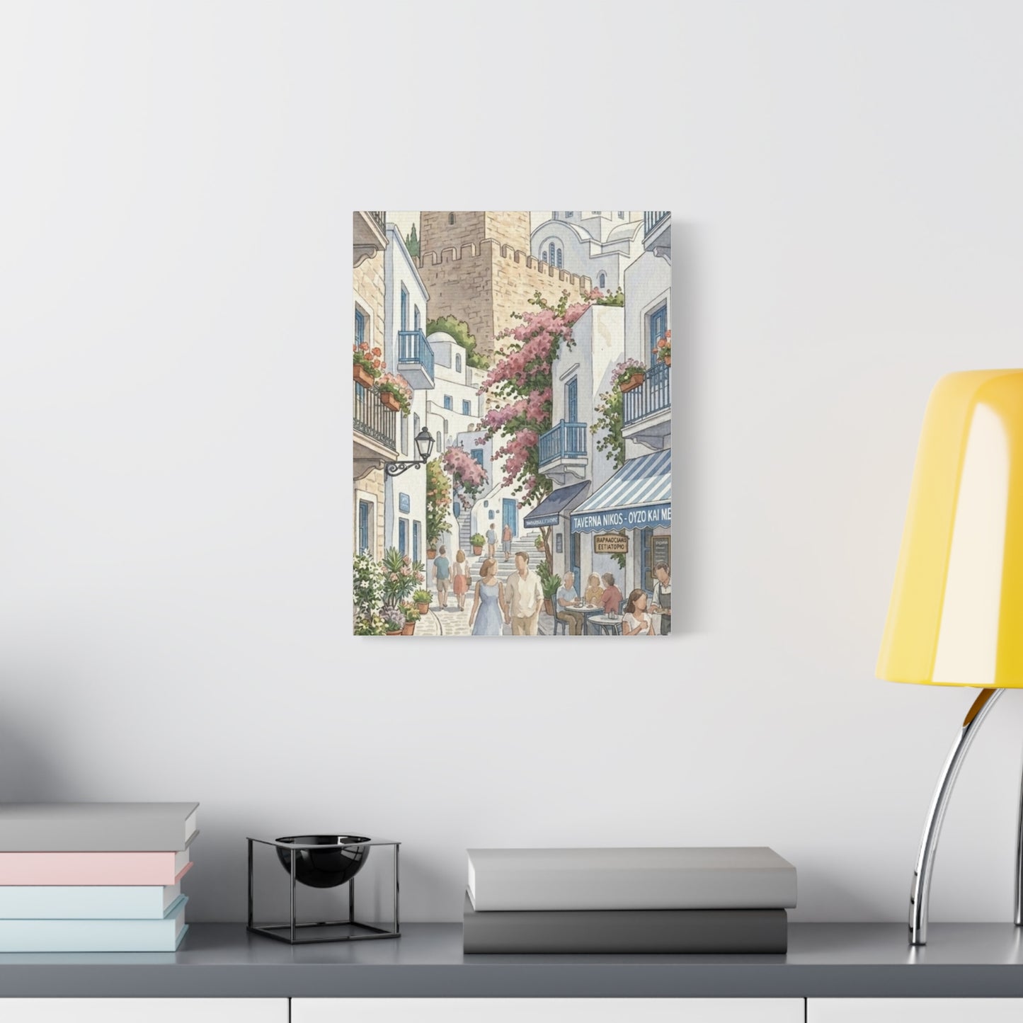 Greek Village Street | Athens, Mykonos, Santorini Greece Canvas Print