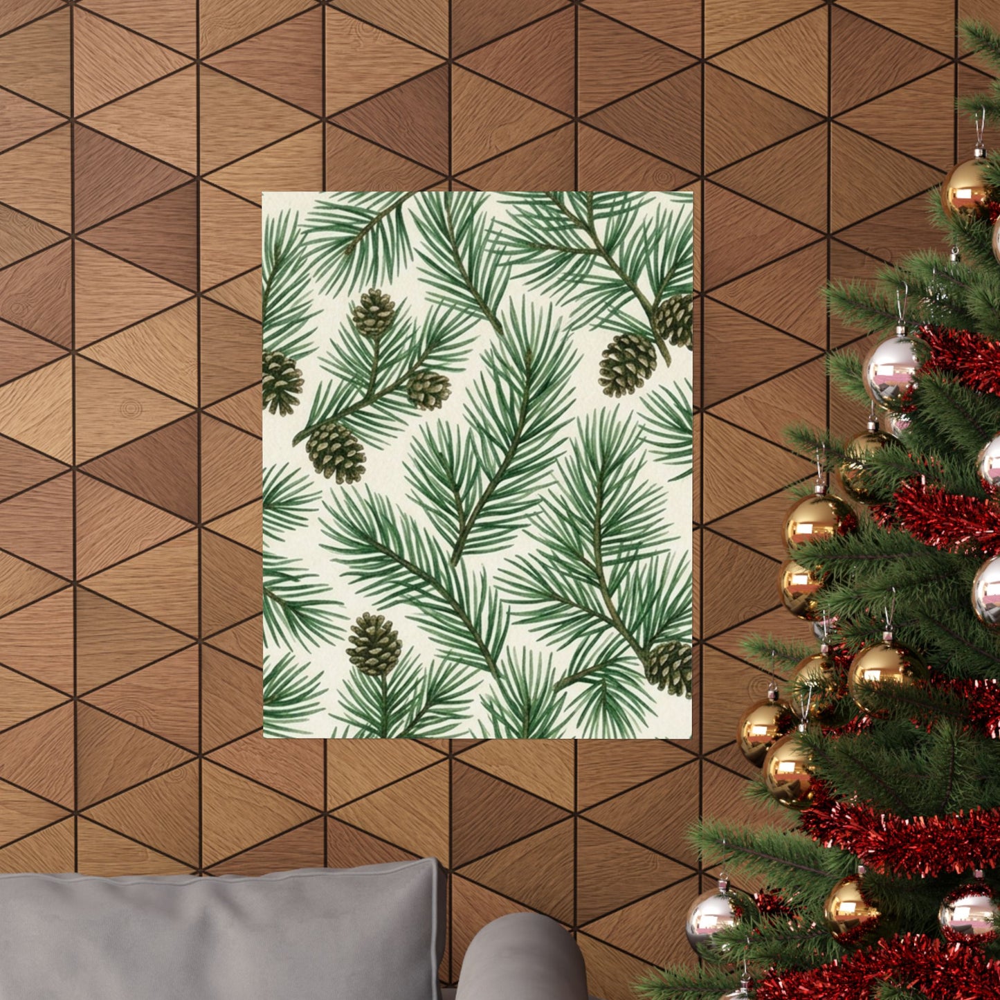 Botanical Pine Frongs Watercolor Matte Vertical Poster