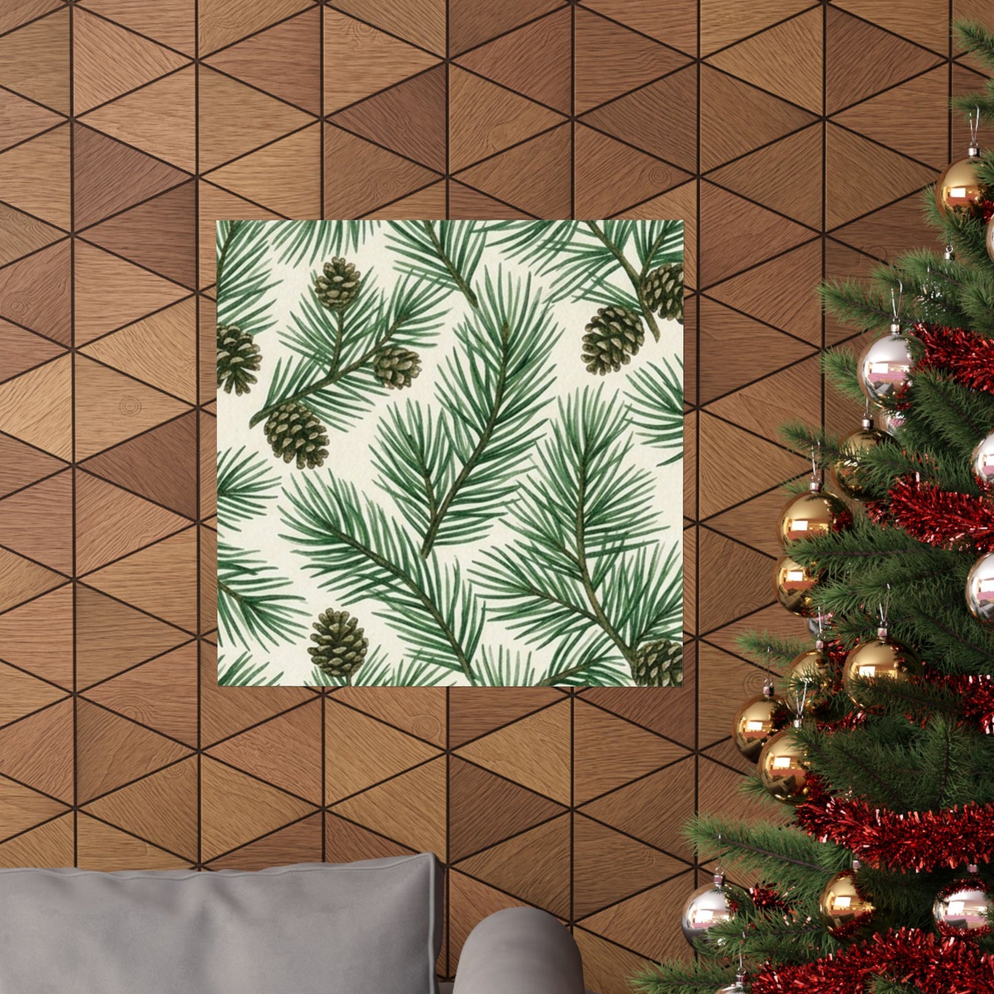 Botanical Pine Frongs Watercolor Matte Vertical Poster