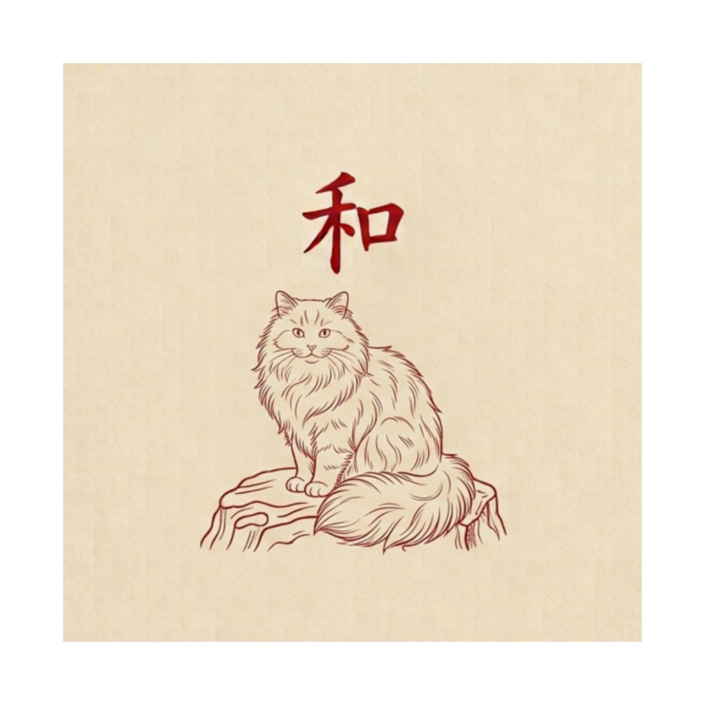 Japanese Peace Cat Meditation Matte Poster
