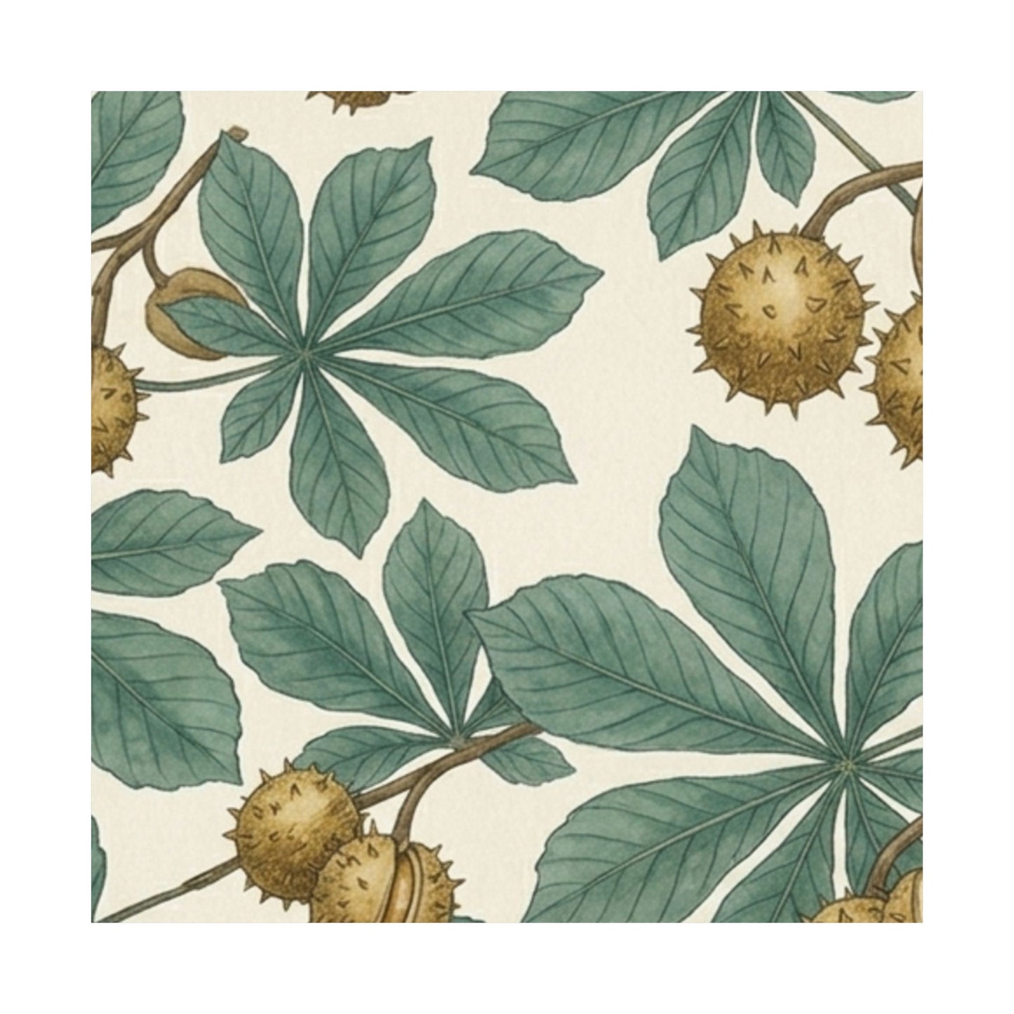 Botanical Conker Watercolor Matte Vertical Poster