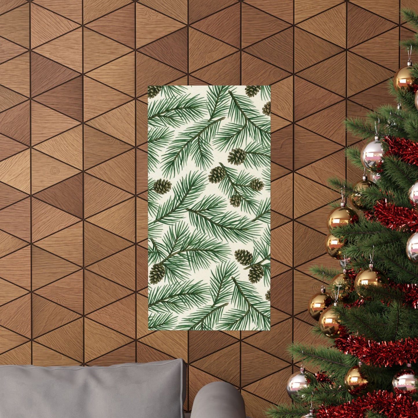 Botanical Pine Frongs Watercolor Matte Vertical Poster