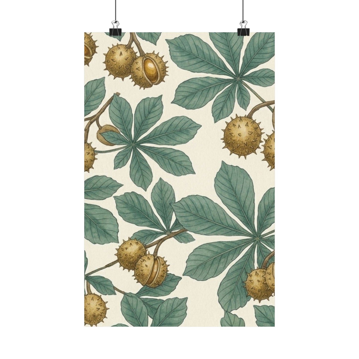 Botanical Conker Watercolor Matte Vertical Poster