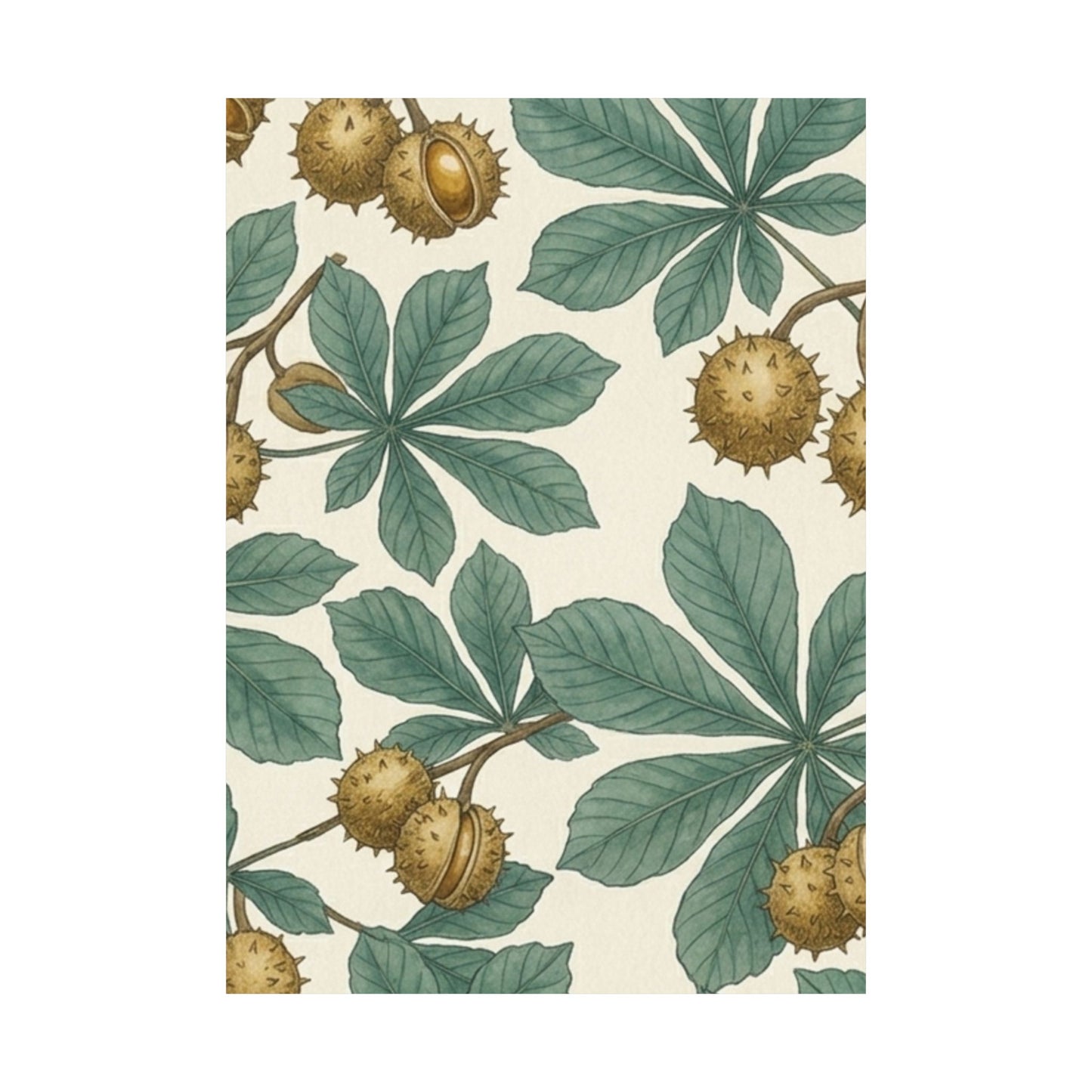 Botanical Conker Watercolor Matte Vertical Poster