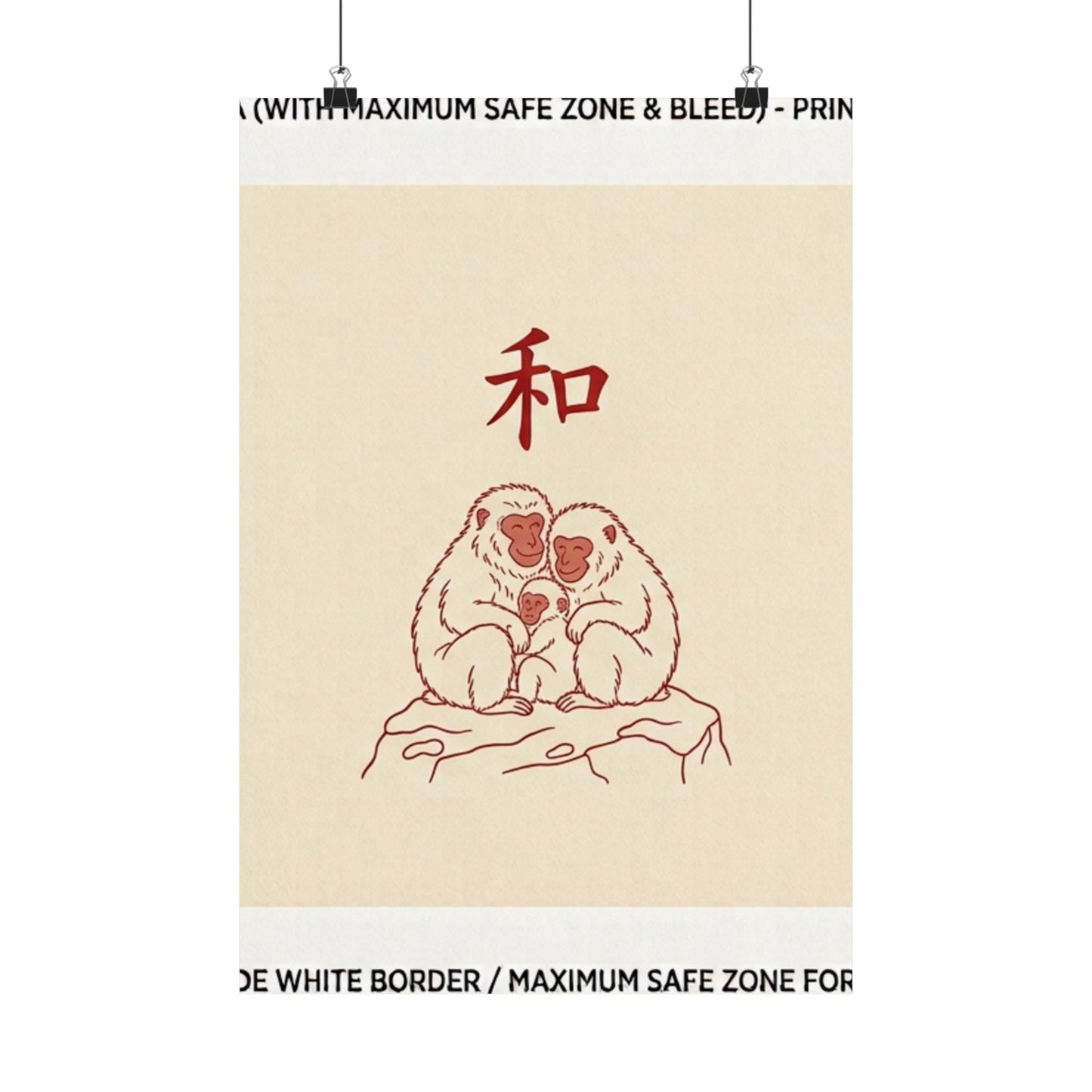 Japanese Peace Macaques Family Meditation Matte Poster