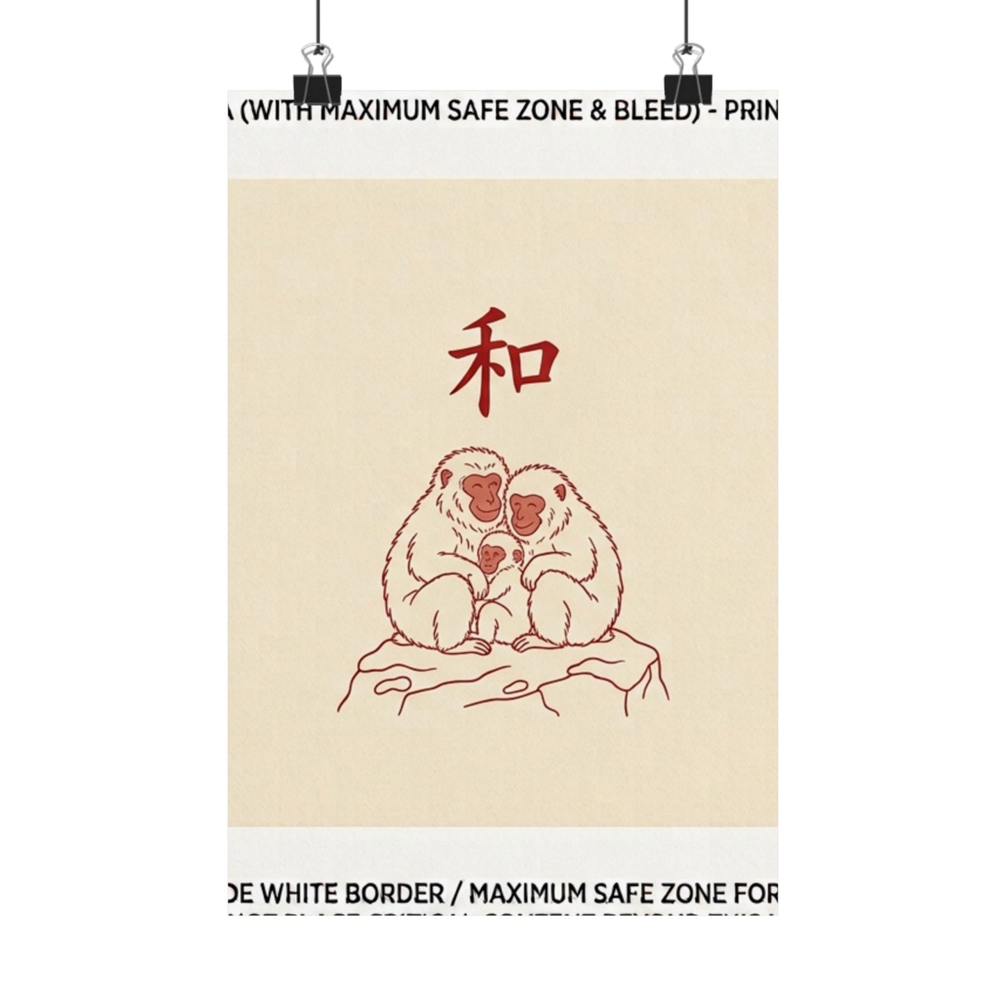 Japanese Peace Macaques Family Meditation Matte Poster
