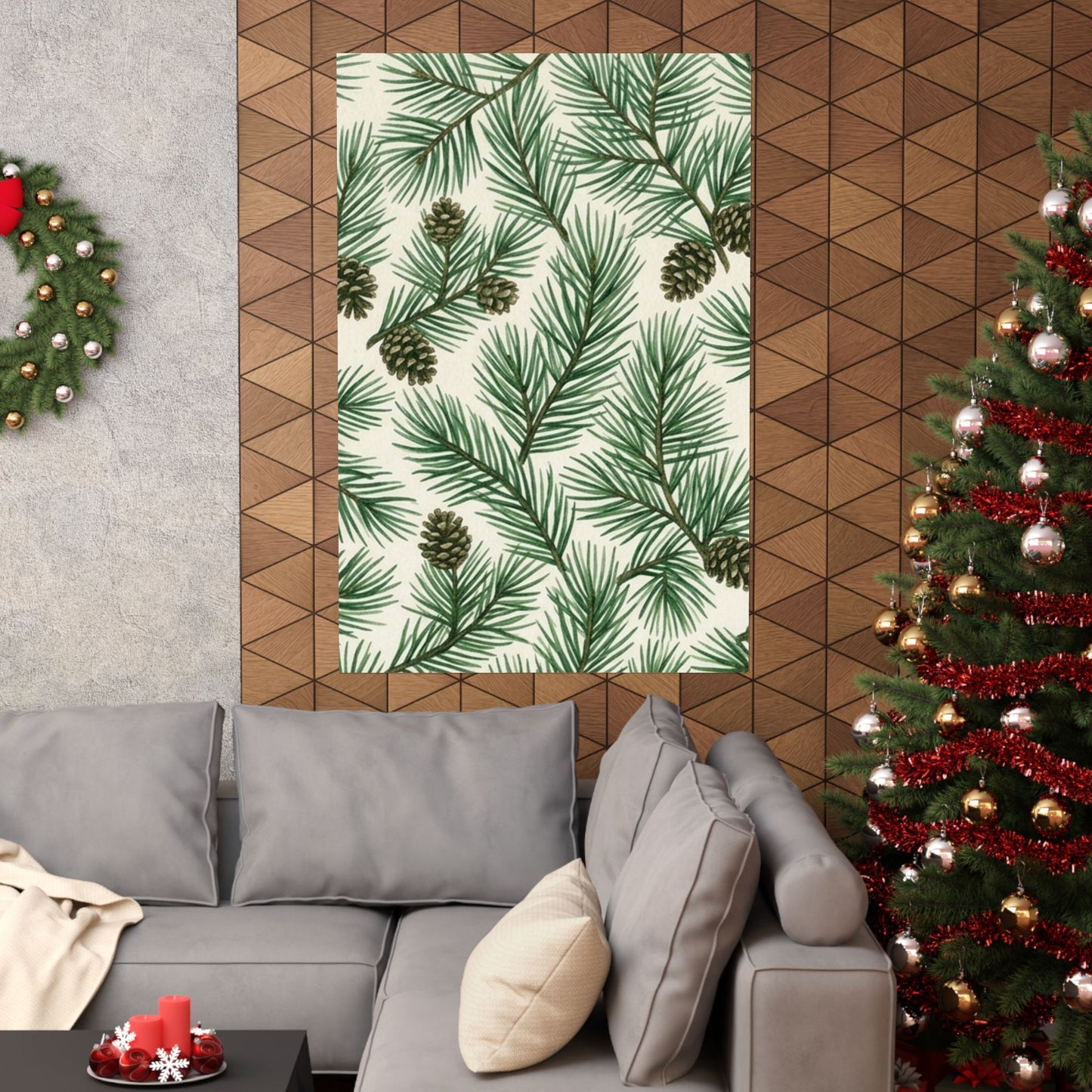 Botanical Pine Frongs Watercolor Matte Vertical Poster