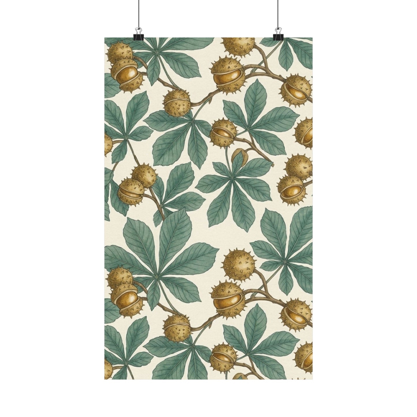 Botanical Conker Watercolor Matte Vertical Poster