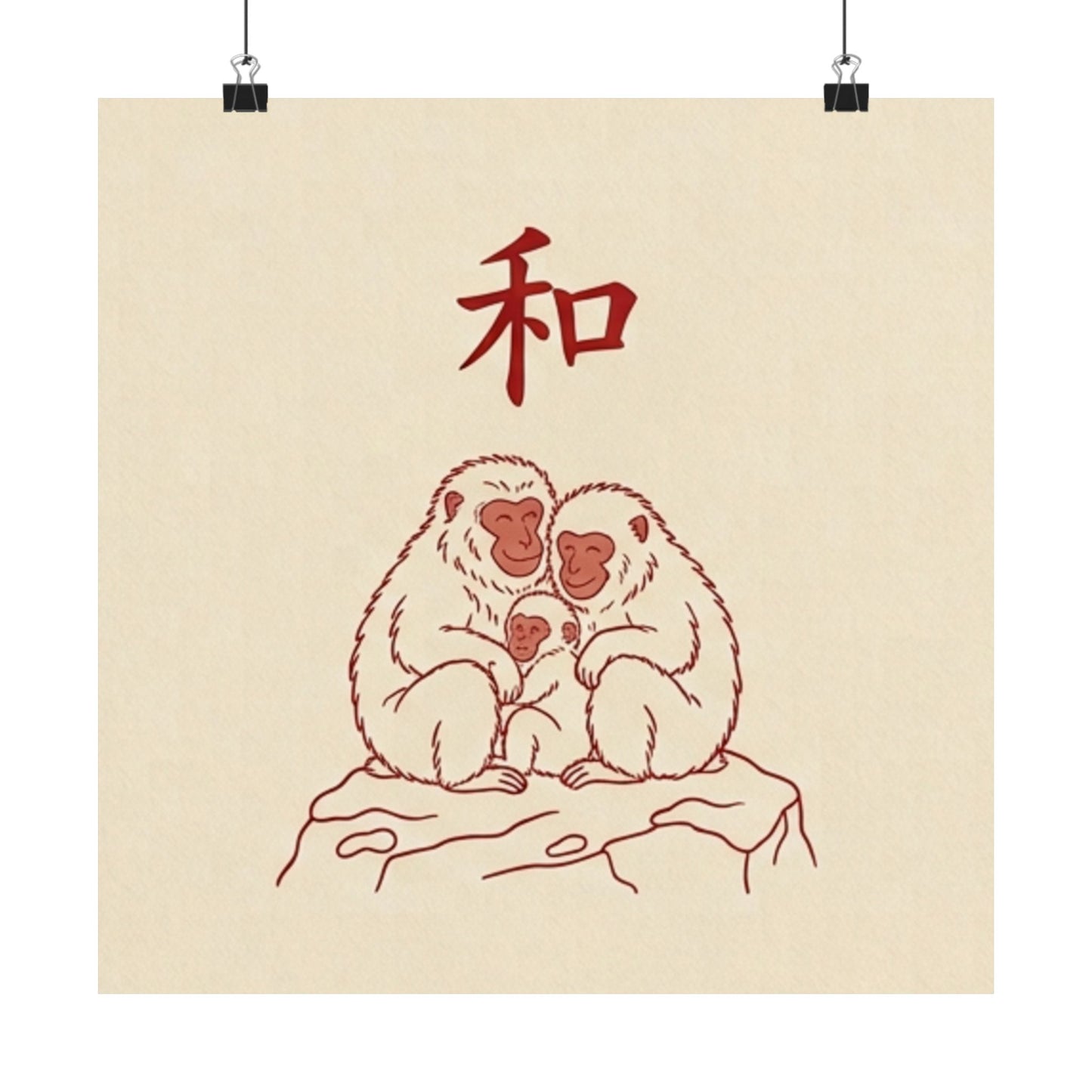 Japanese Peace Macaques Family Meditation Matte Poster