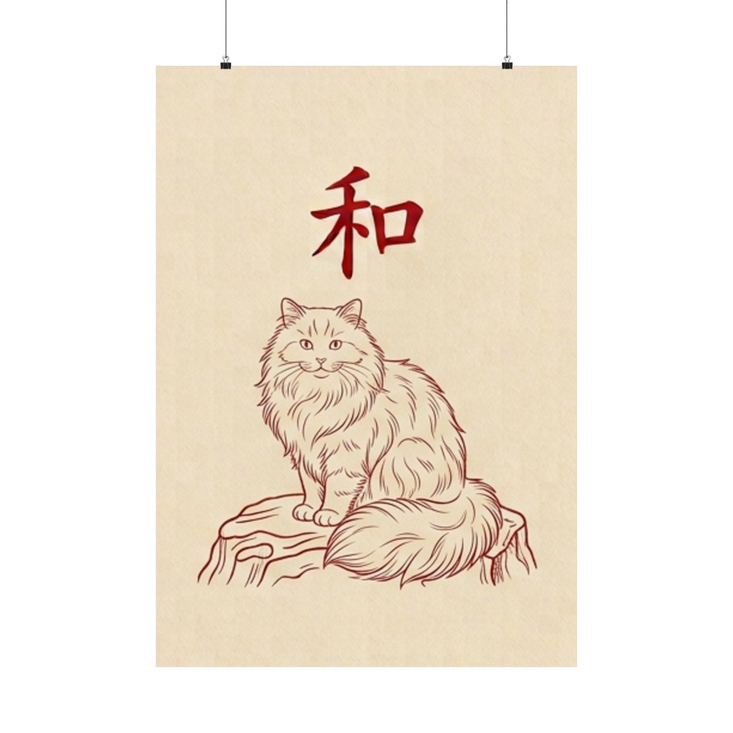 Japanese Peace Cat Meditation Matte Poster