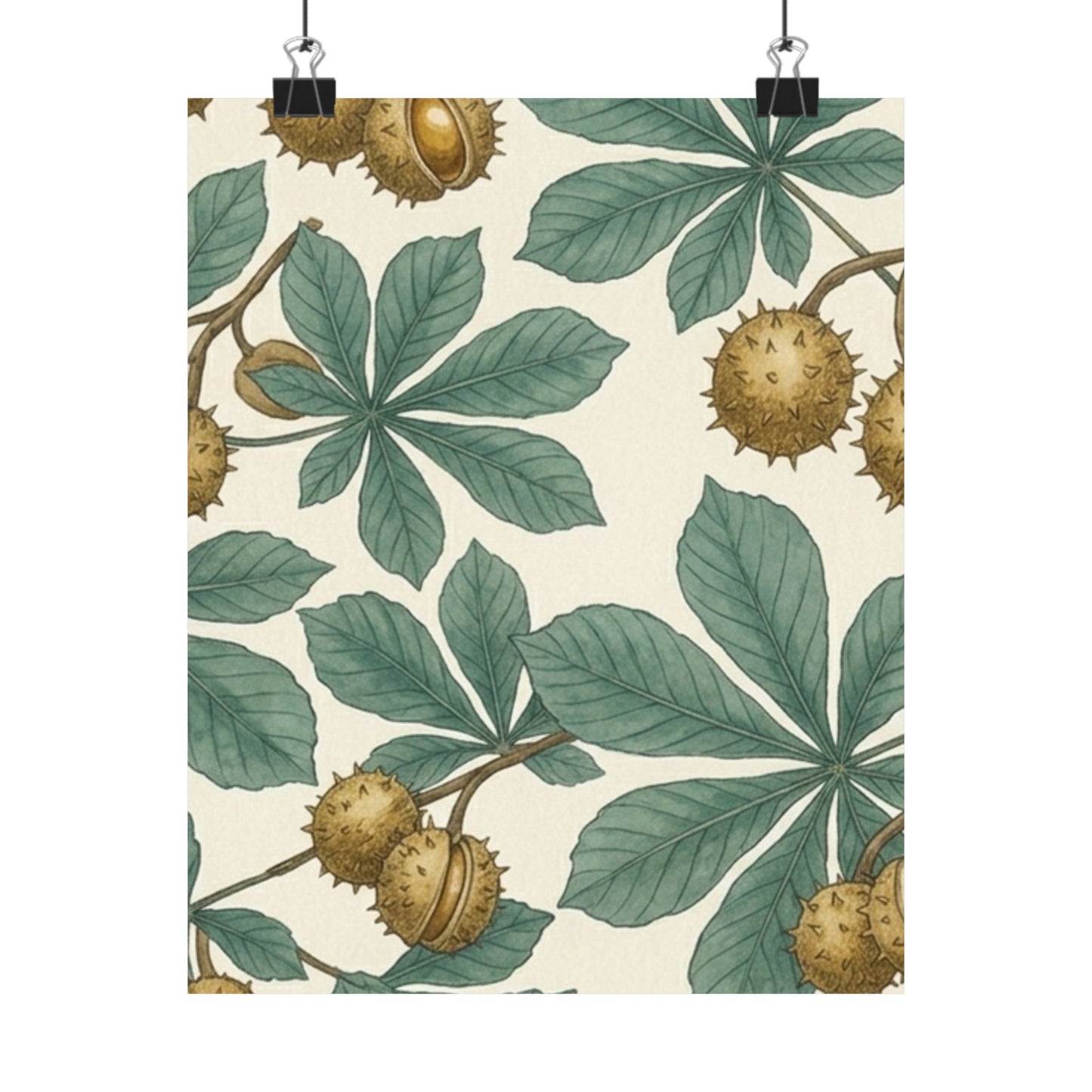 Botanical Conker Watercolor Matte Vertical Poster