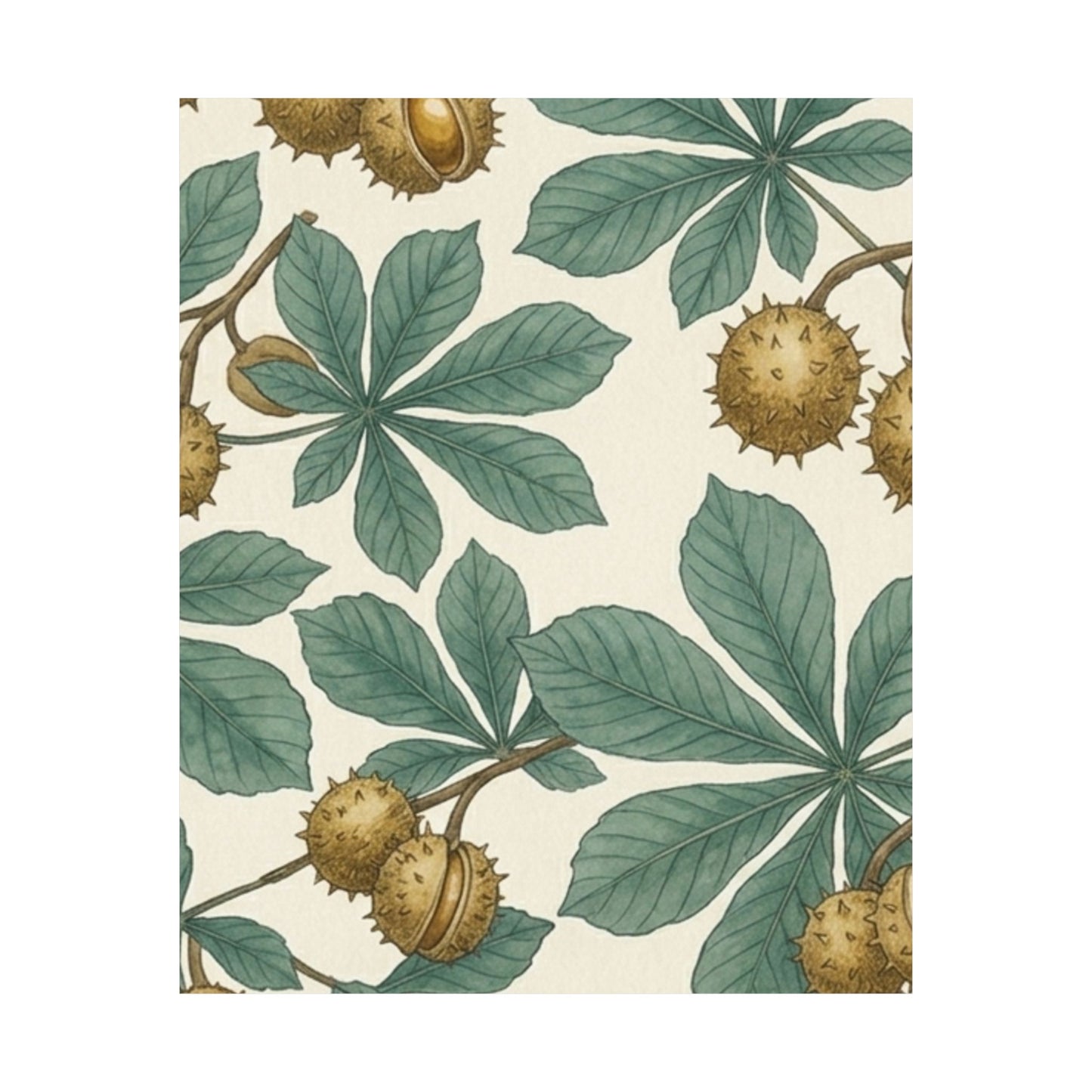 Botanical Conker Watercolor Matte Vertical Poster