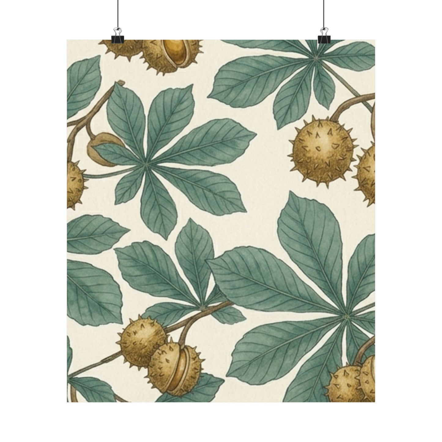 Botanical Conker Watercolor Matte Vertical Poster