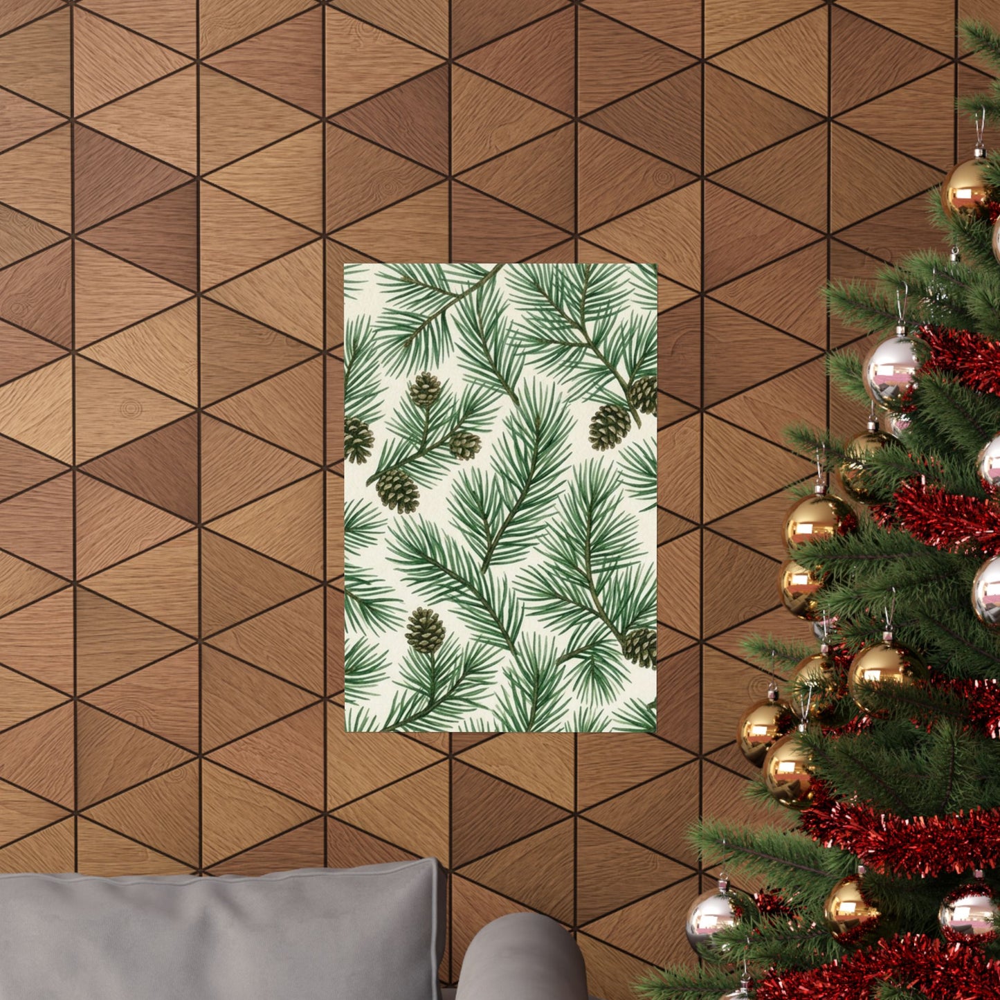 Botanical Pine Frongs Watercolor Matte Vertical Poster