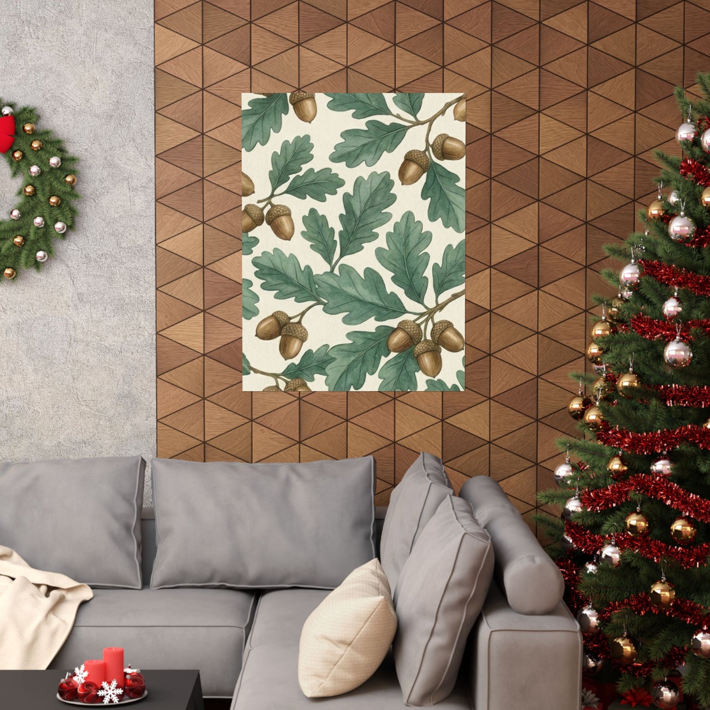 Botanical Oak & Acorns Watercolor Matte Vertical Poster