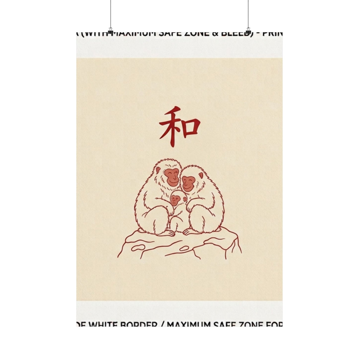Japanese Peace Macaques Family Meditation Matte Poster