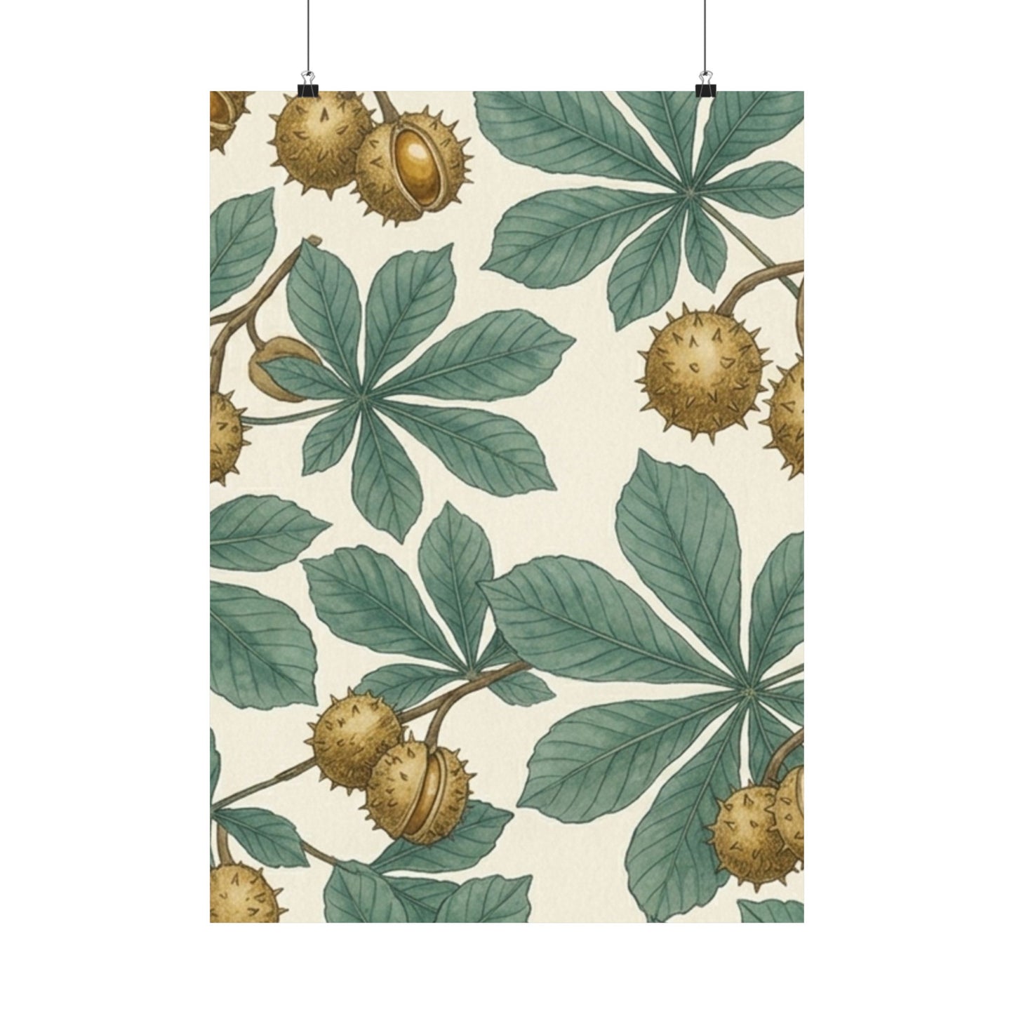 Botanical Conker Watercolor Matte Vertical Poster