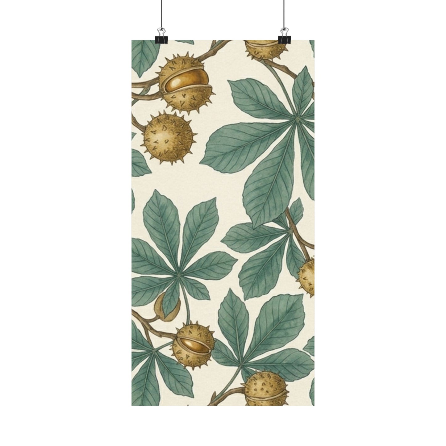 Botanical Conker Watercolor Matte Vertical Poster