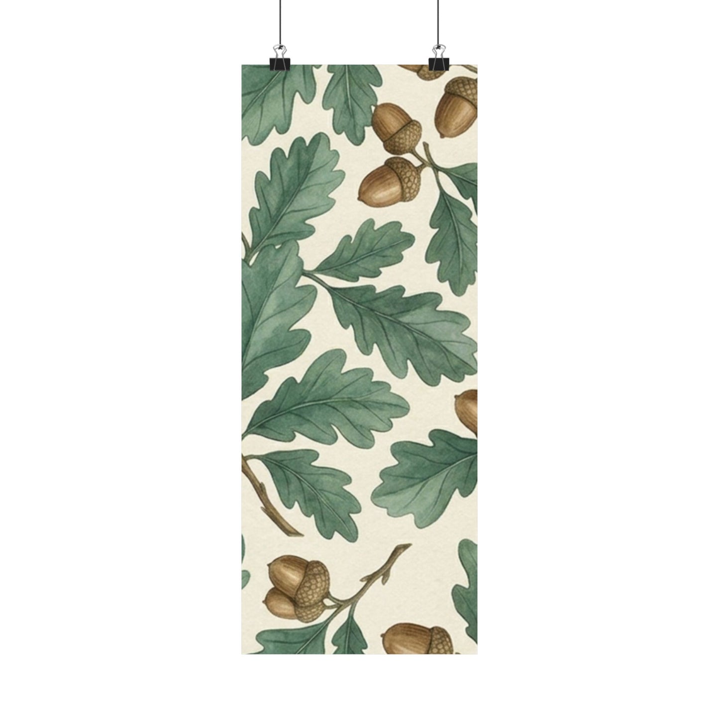 Botanical Oak & Acorns Watercolor Matte Vertical Poster