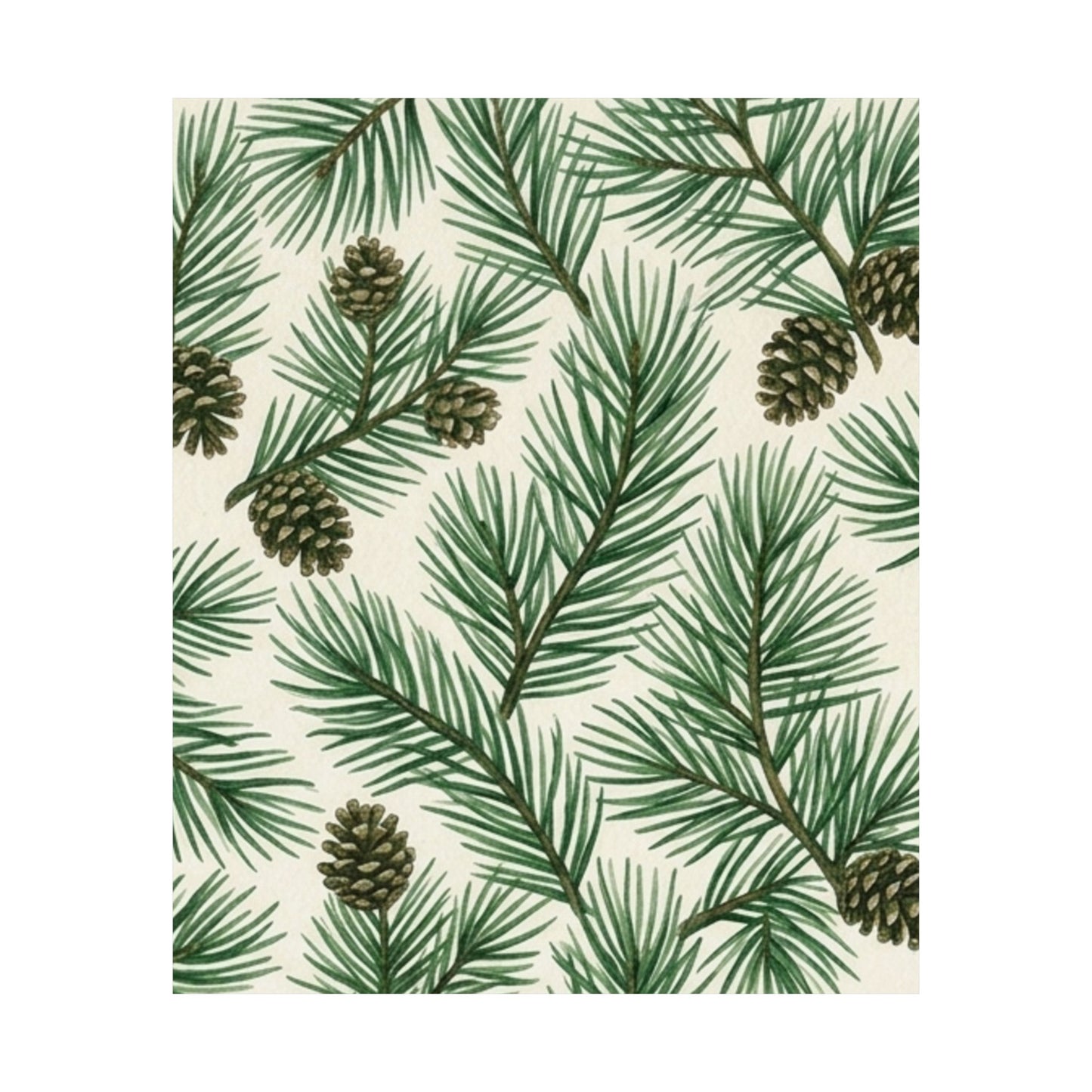 Botanical Pine Frongs Watercolor Matte Vertical Poster