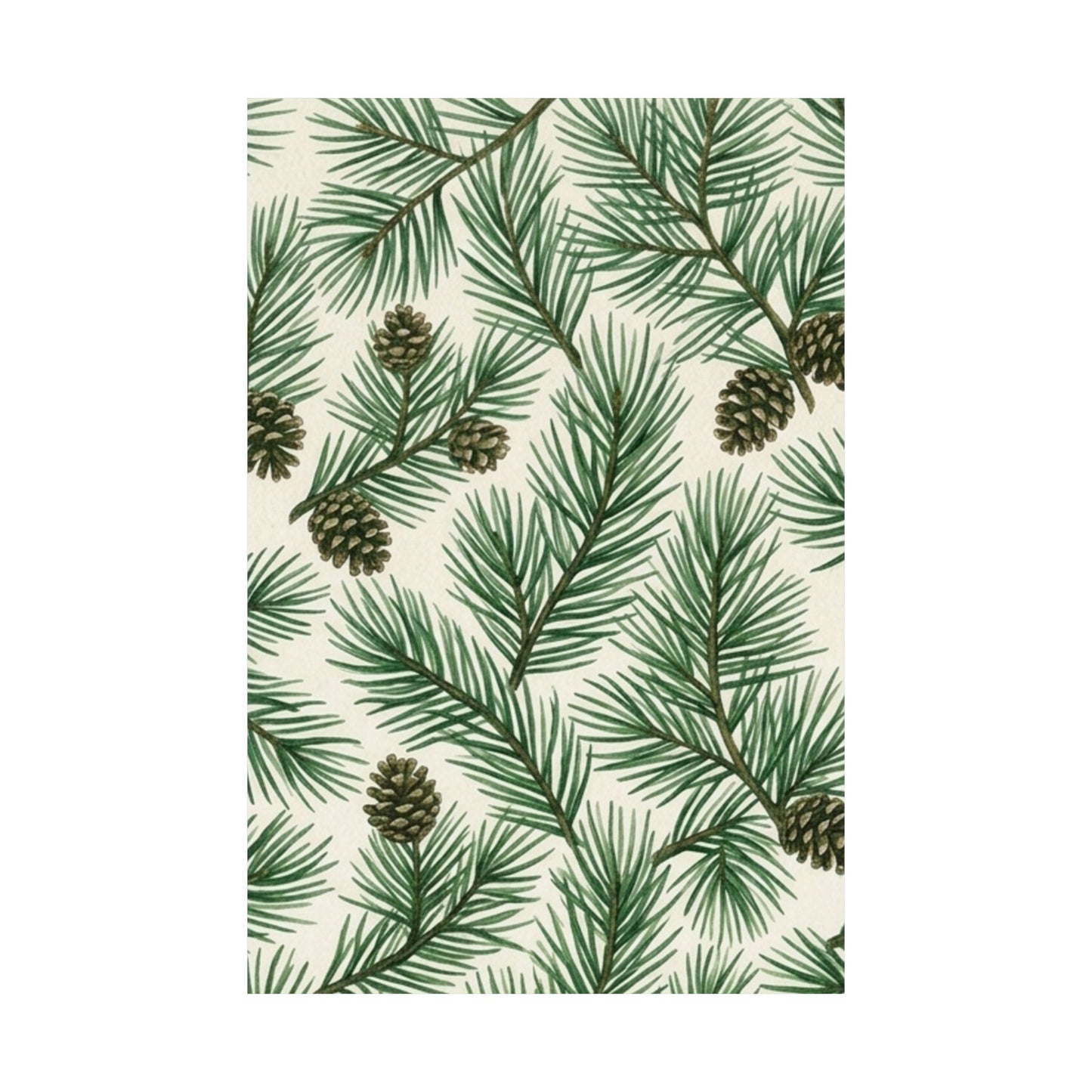 Botanical Pine Frongs Watercolor Matte Vertical Poster
