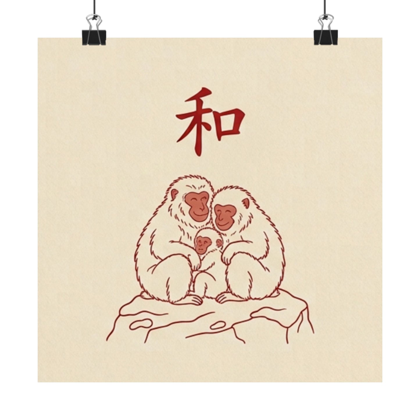 Japanese Peace Macaques Family Meditation Matte Poster