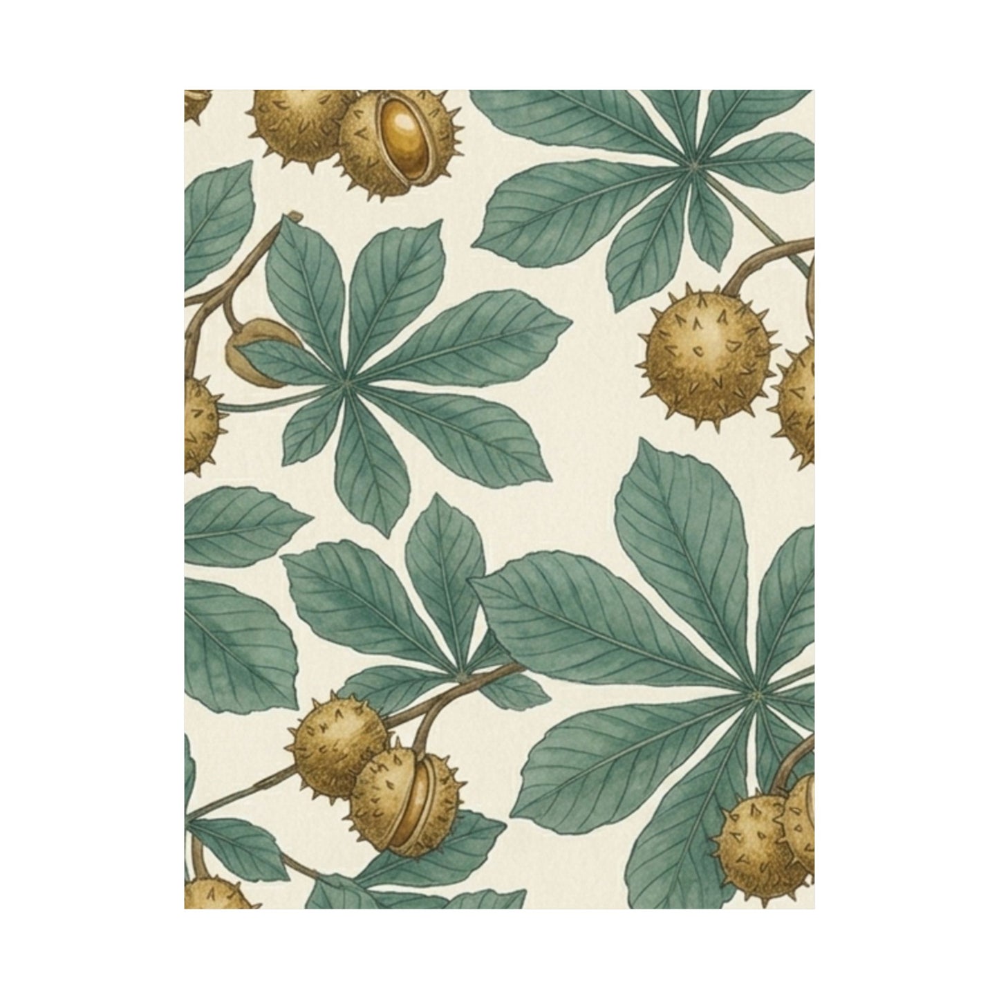 Botanical Conker Watercolor Matte Vertical Poster