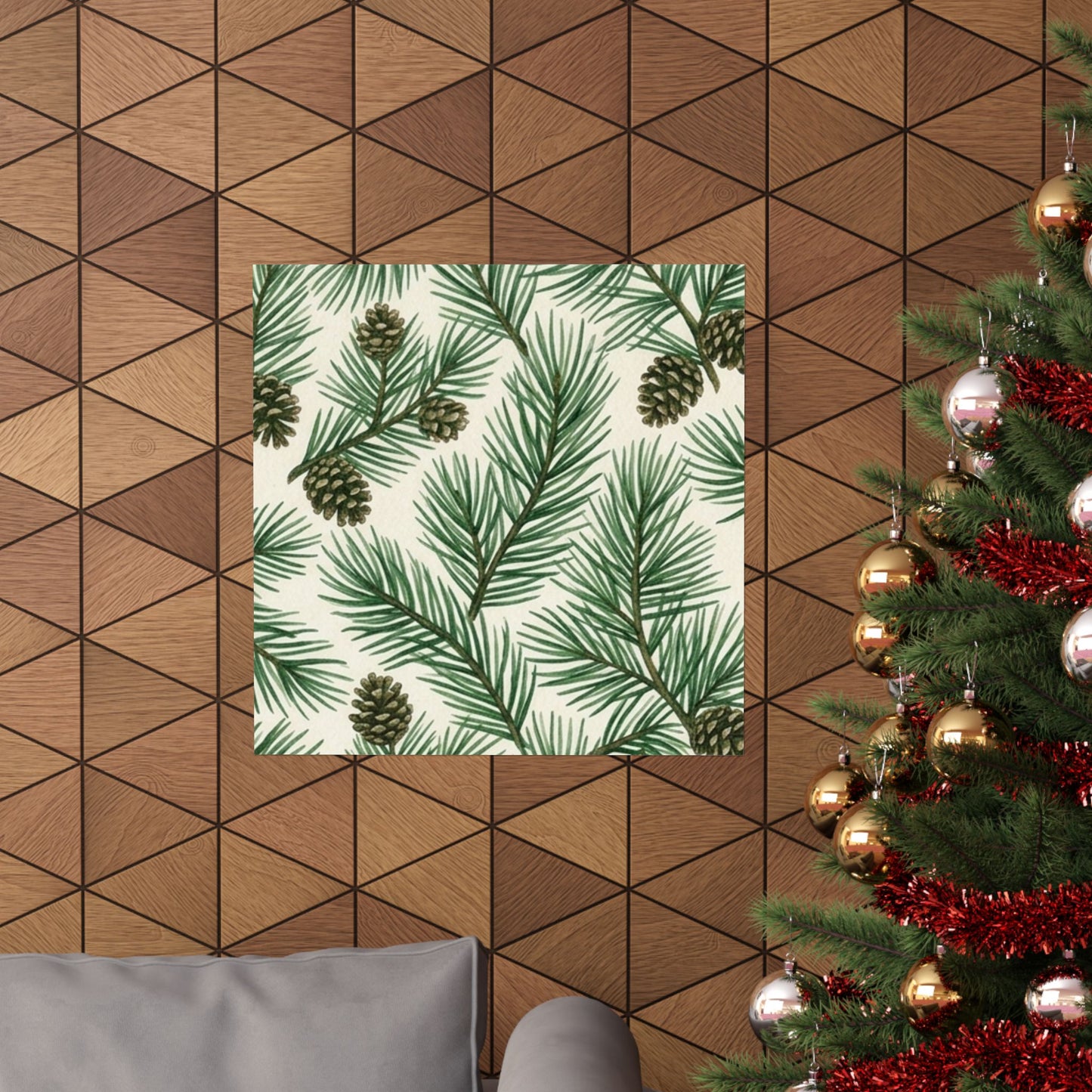 Botanical Pine Frongs Watercolor Matte Vertical Poster