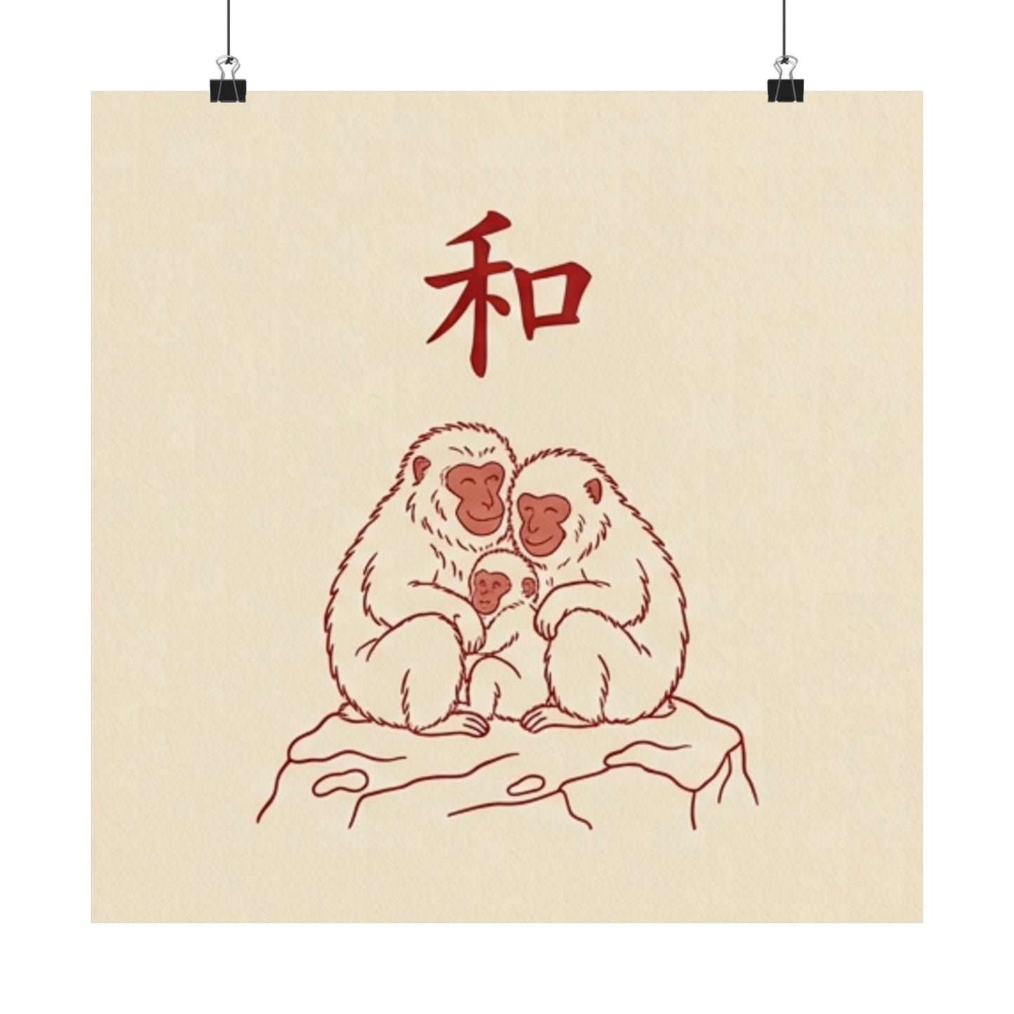 Japanese Peace Macaques Family Meditation Matte Poster