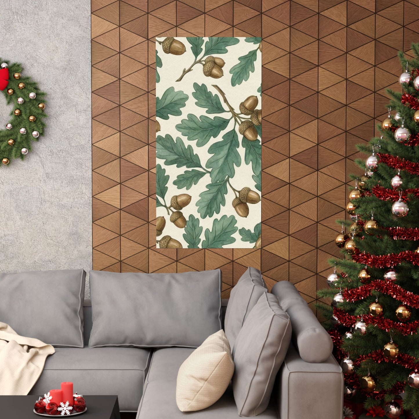 Botanical Oak & Acorns Watercolor Matte Vertical Poster