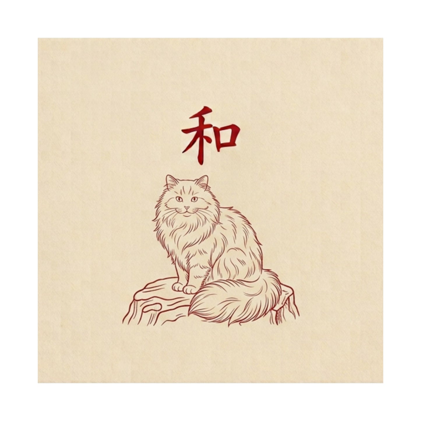 Japanese Peace Cat Meditation Matte Poster