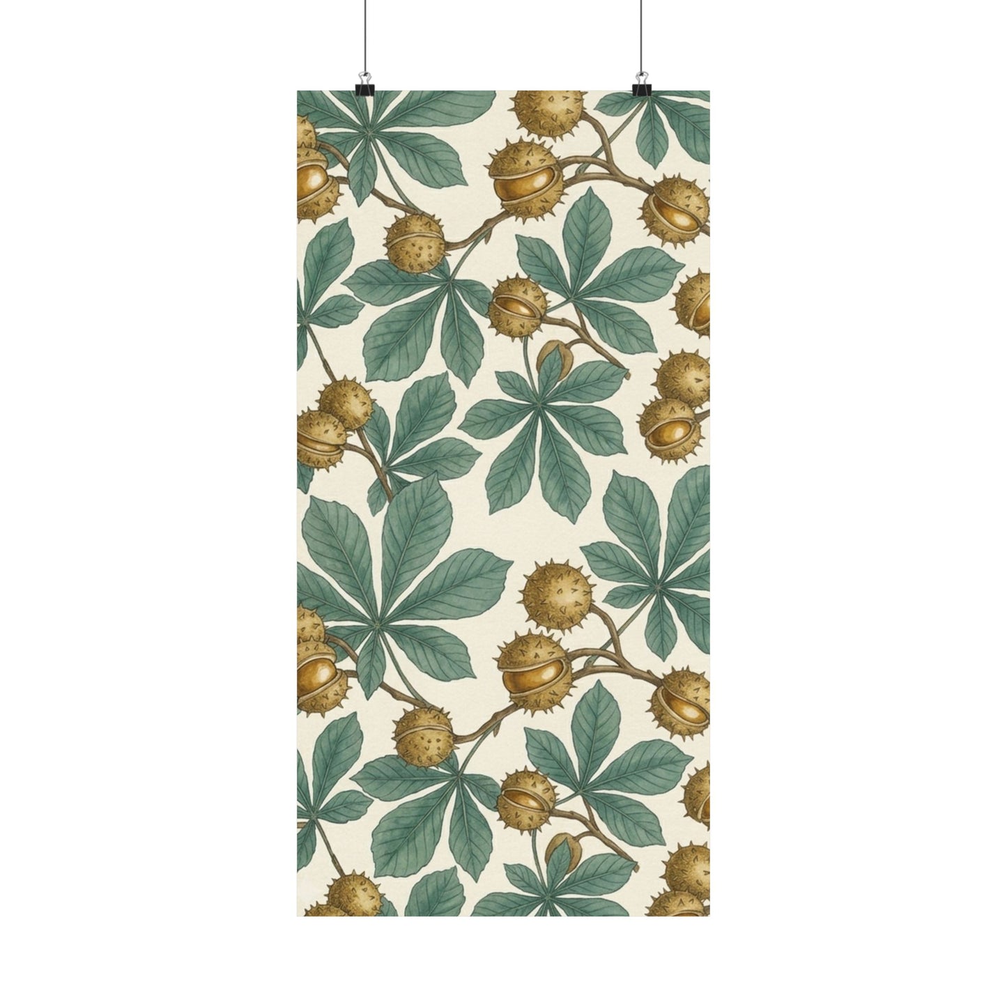 Botanical Conker Watercolor Matte Vertical Poster
