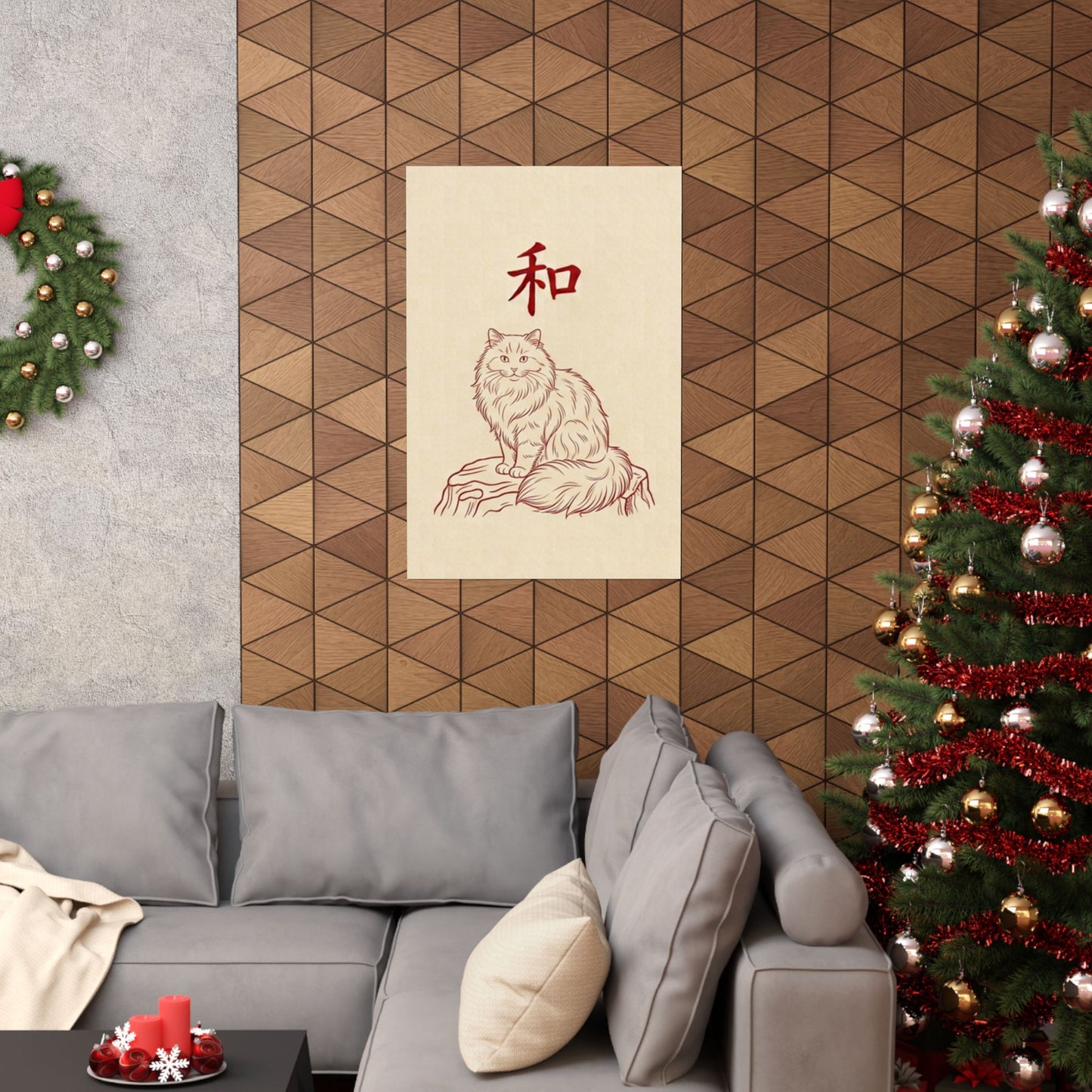 Japanese Peace Cat Meditation Matte Poster