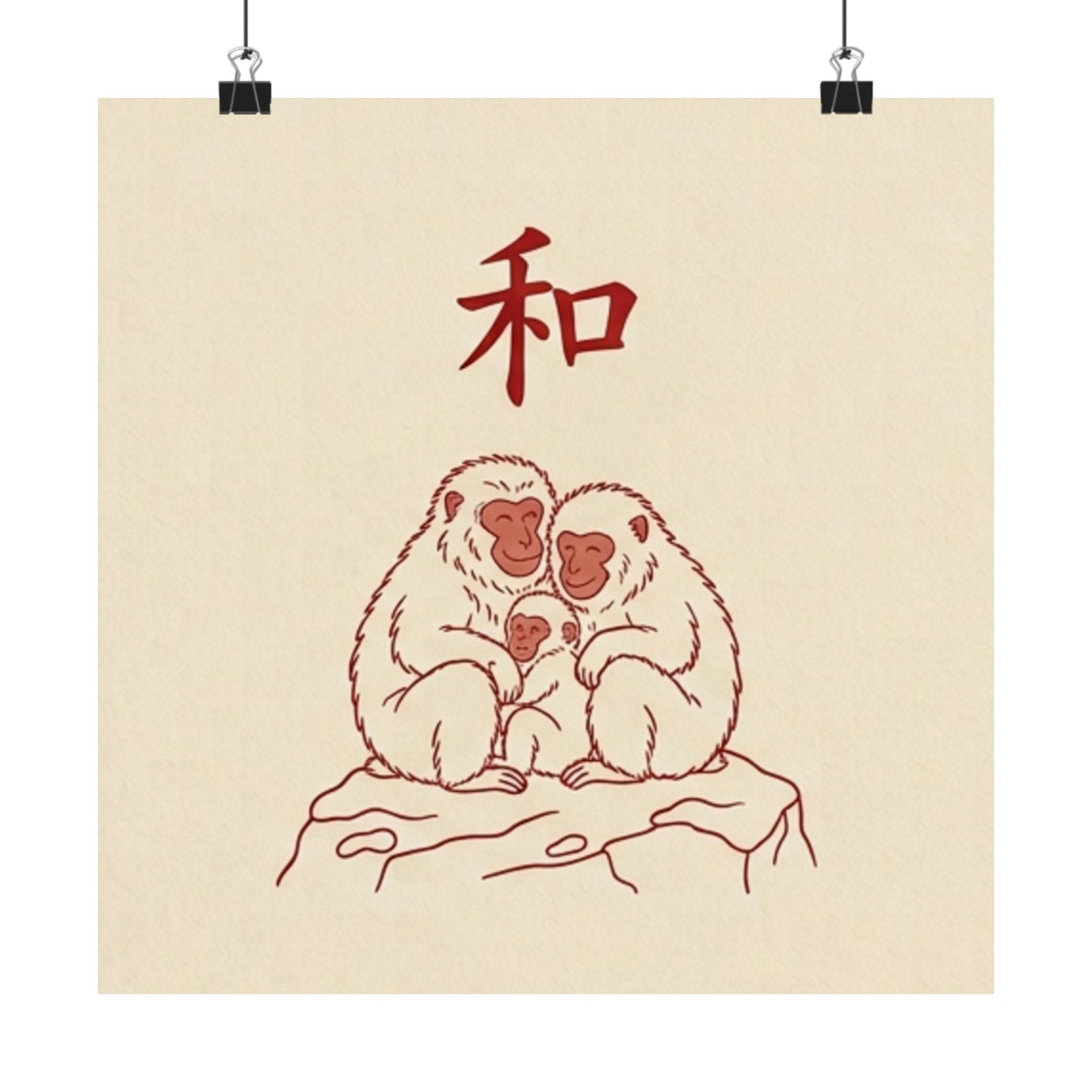 Japanese Peace Macaques Family Meditation Matte Poster