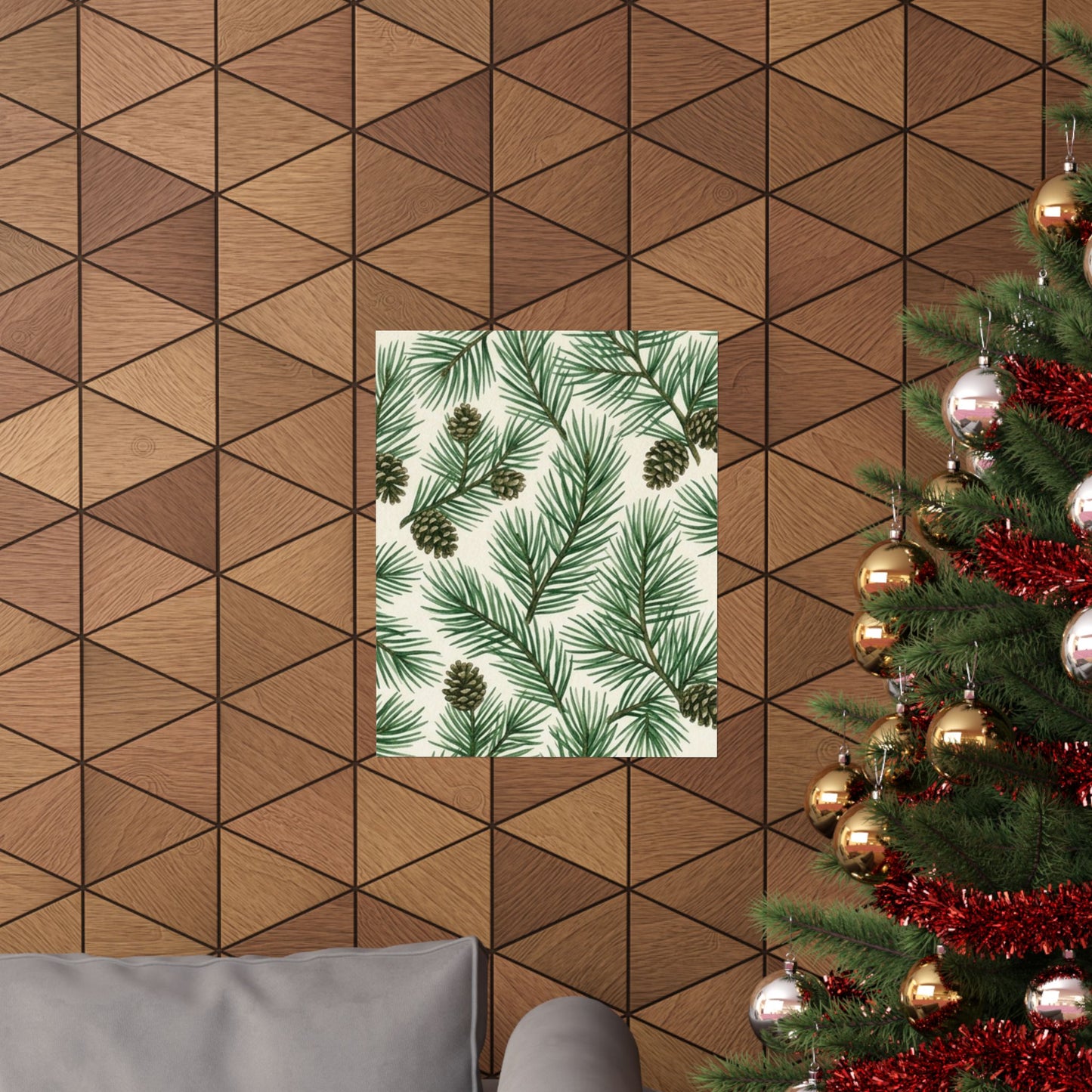 Botanical Pine Frongs Watercolor Matte Vertical Poster