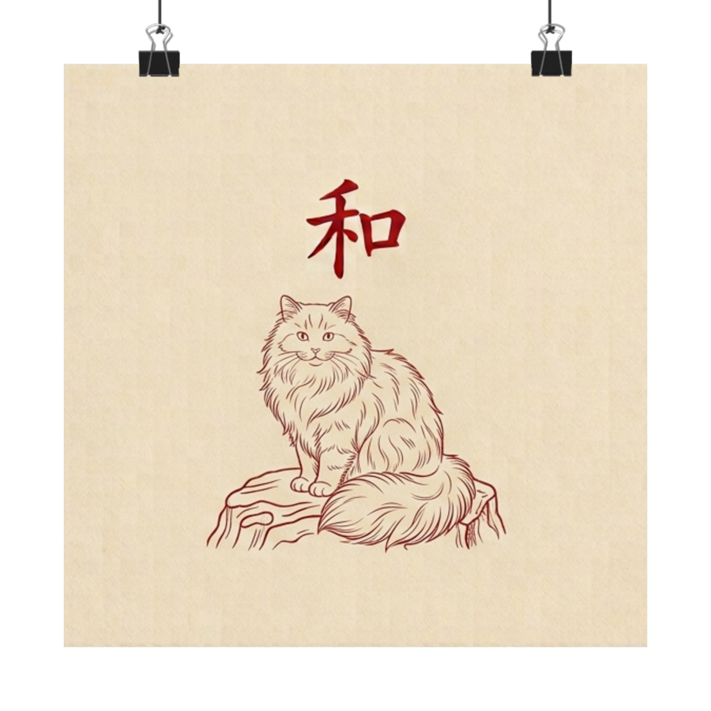 Japanese Peace Cat Meditation Matte Poster