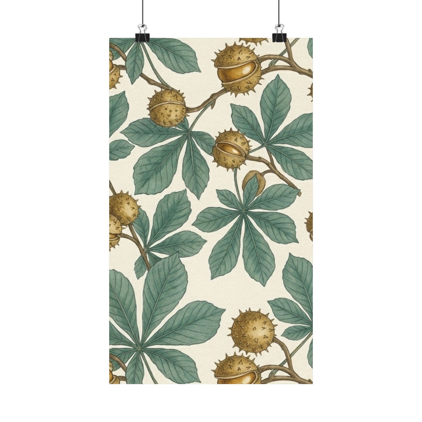 Botanical Conker Watercolor Matte Vertical Poster