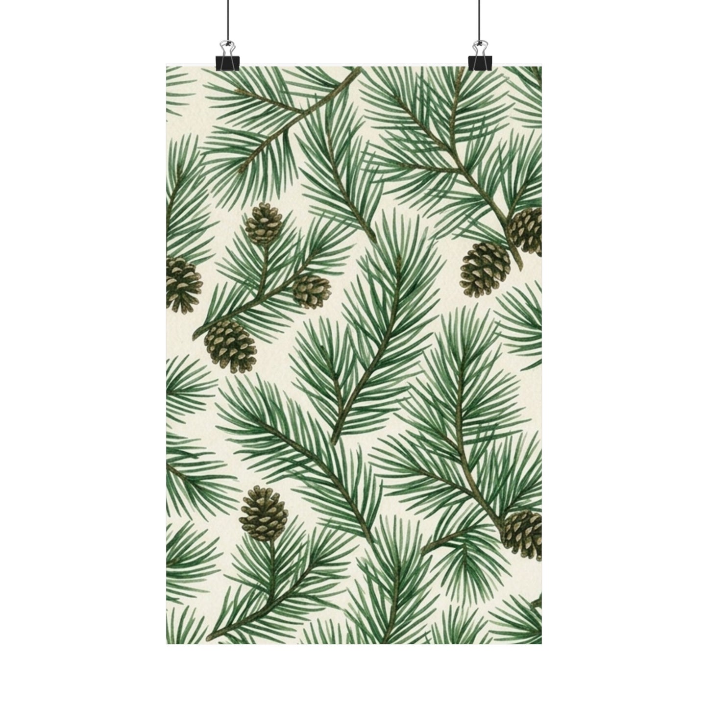 Botanical Pine Frongs Watercolor Matte Vertical Poster