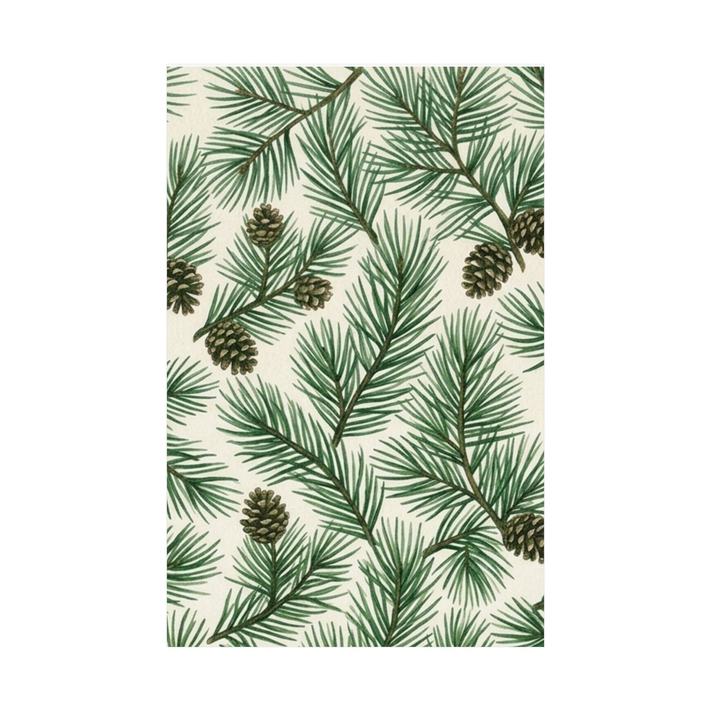 Botanical Pine Frongs Watercolor Matte Vertical Poster