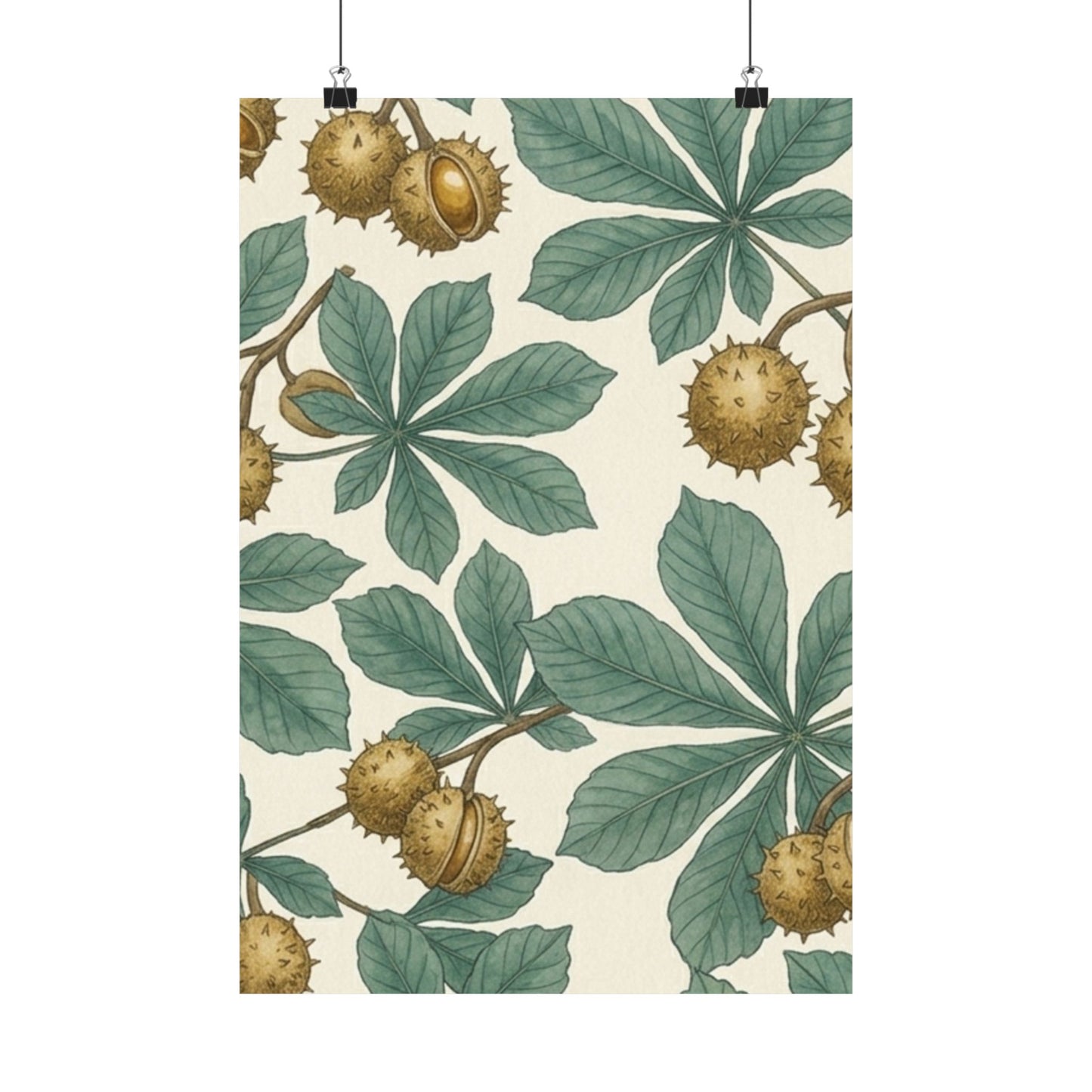 Botanical Conker Watercolor Matte Vertical Poster
