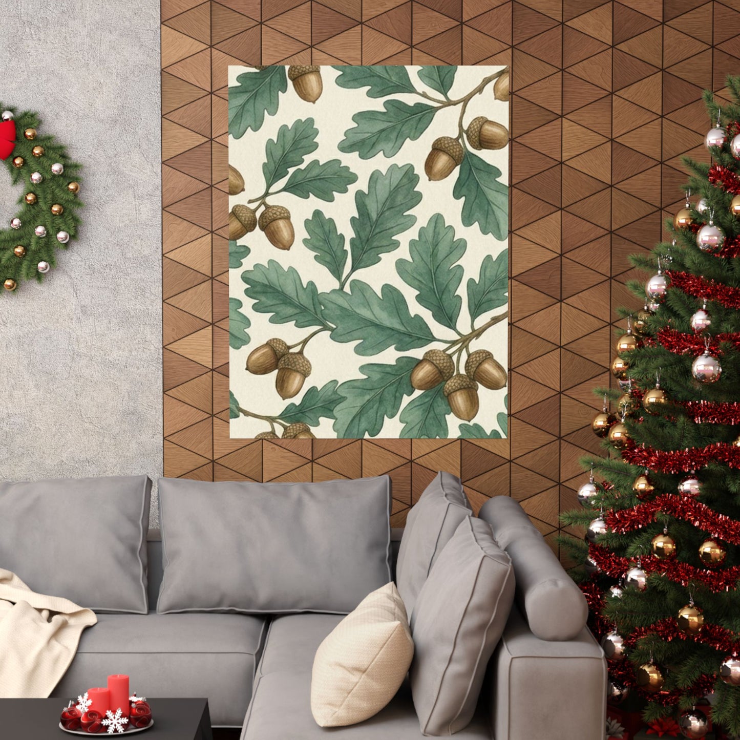 Botanical Oak & Acorns Watercolor Matte Vertical Poster