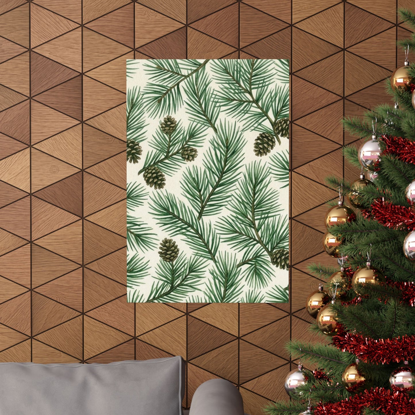 Botanical Pine Frongs Watercolor Matte Vertical Poster