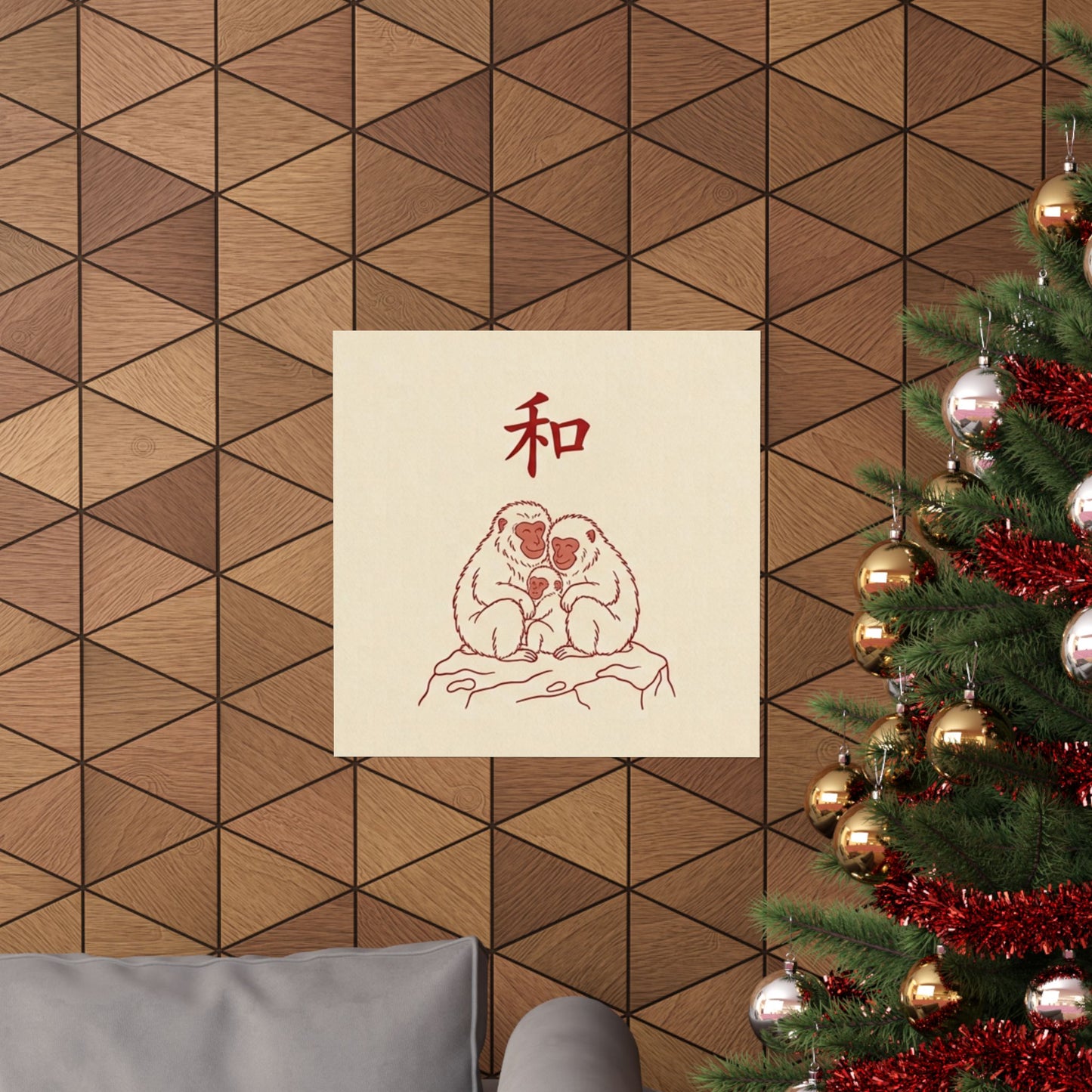 Japanese Peace Macaques Family Meditation Matte Poster